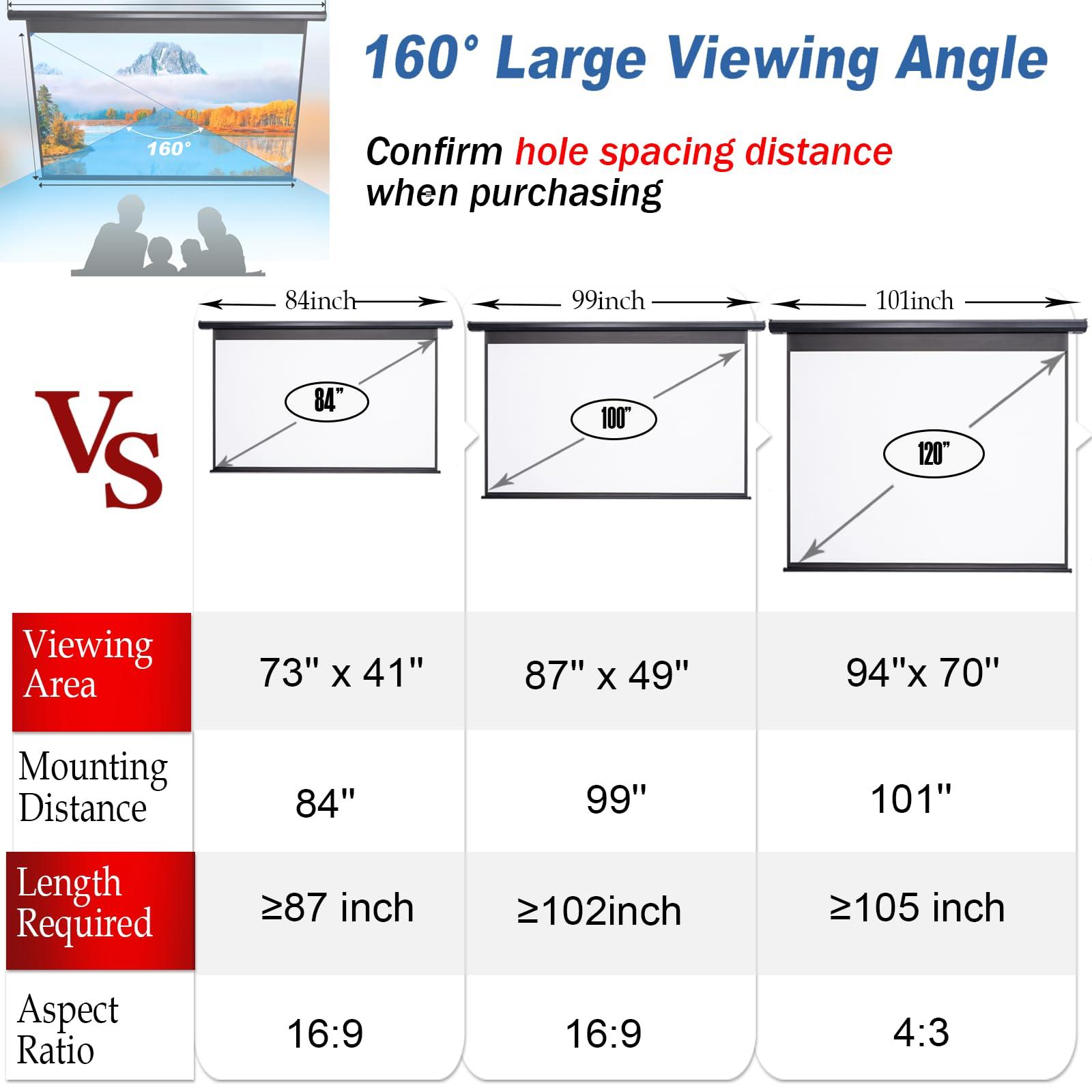 FRAYSCENT Motorized Projector Screen Pull Down 100 Inch 16:9 HD Automatic Projector Screen with Remote, Electric Retractable Black Projection Screen Portable, Roll Up Movie Screens for Projectors Outdoor Indoor