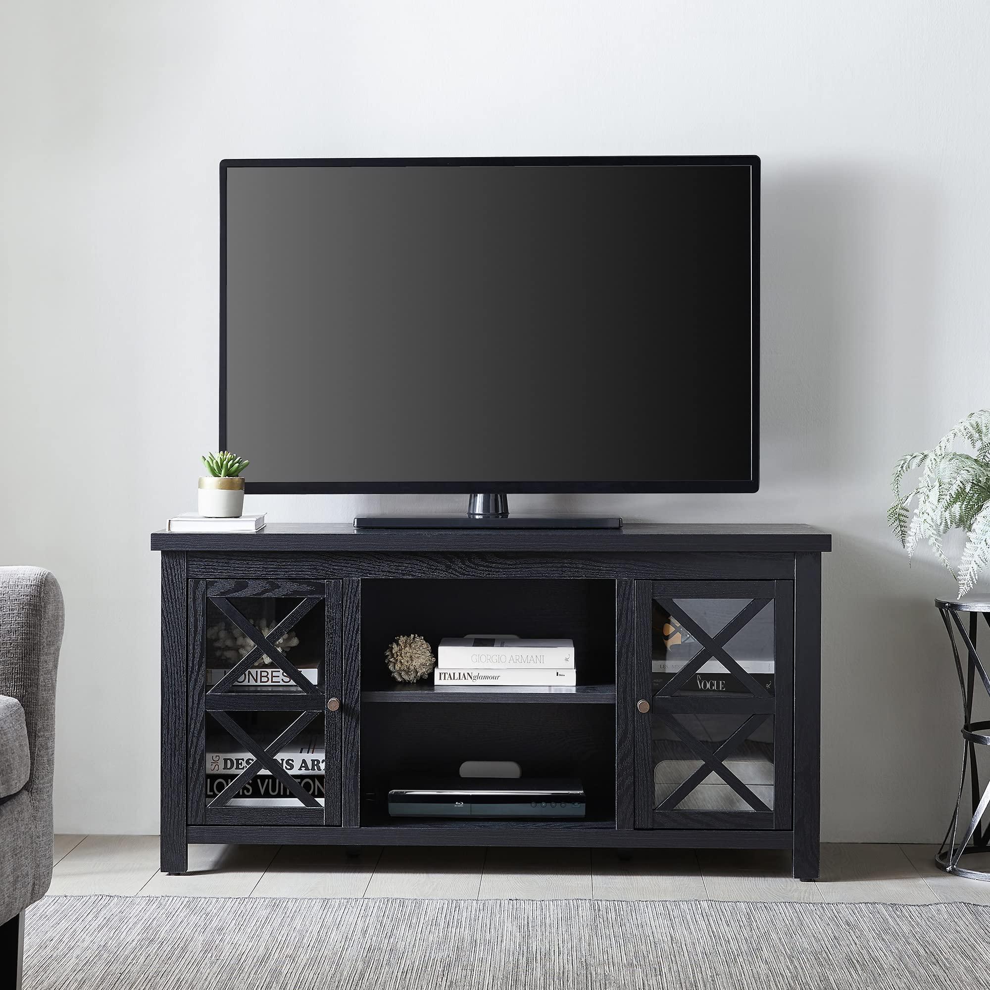 Henn&Hart Henn&Hart Rectangular TV Stand for TV's up to 55" in Black, TV Stands for the Living Room