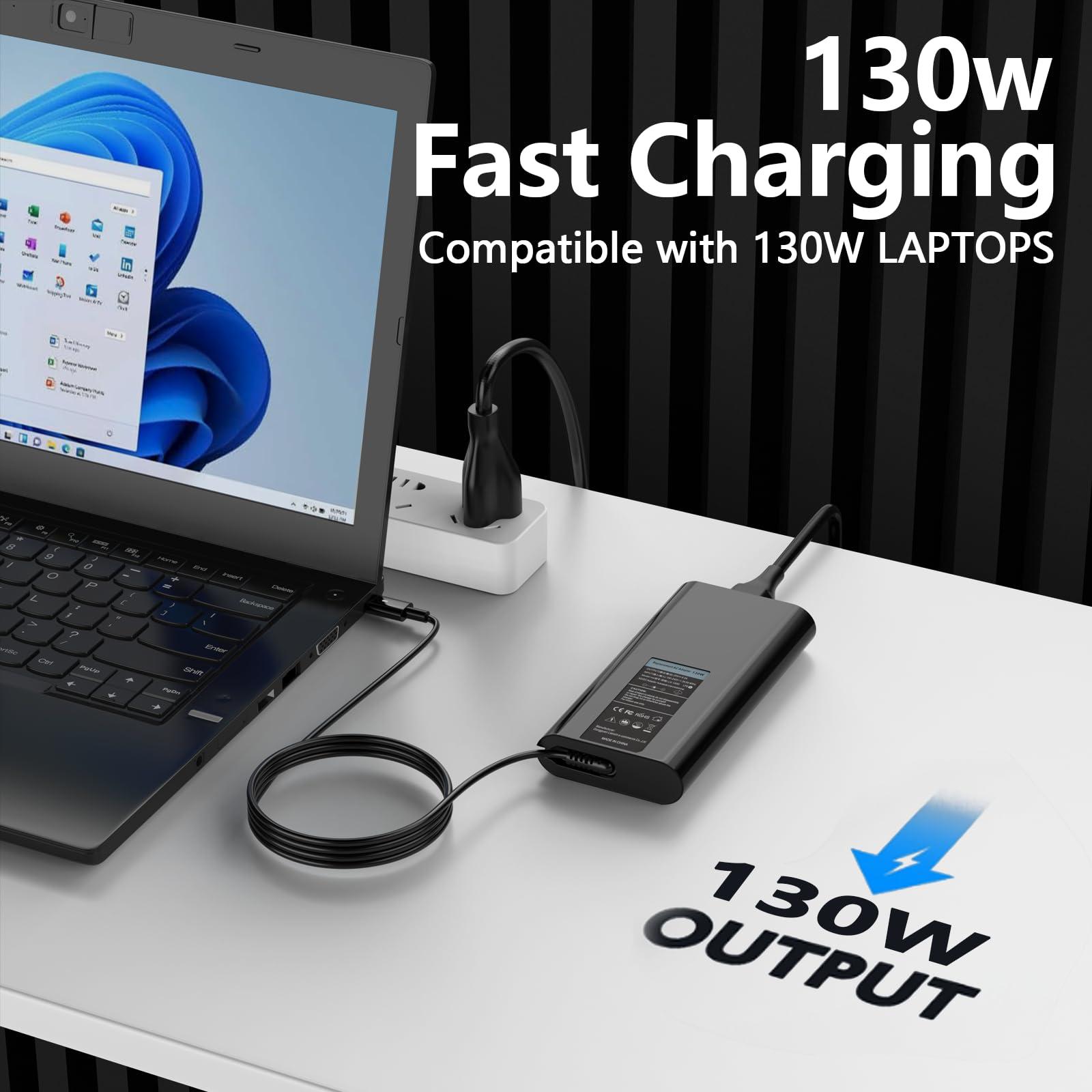 Ruilezyo 130W USB C Laptop Charger for Dell XPS 15 9520 9510 9500 XPS 17 9720 9710 9700 Precision 5570 3571 5680 3590 5480 3551 3490 5530 5490 5690 3560 3570 5770 5470 3561 5550 5560 Type C Power Cord