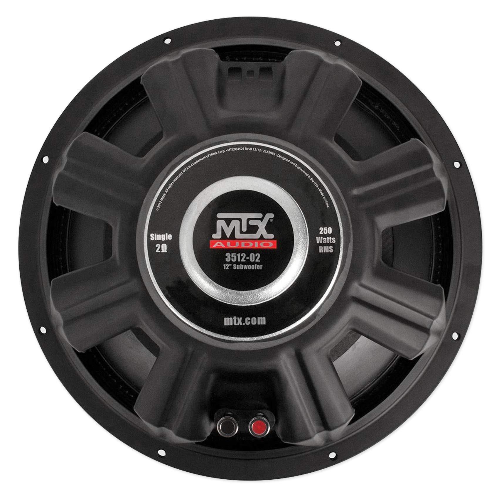 MTX (2) MTX 3512-02 12" 1000w SVC 2-ohm Car Audio Subwoofers+Mono Amplifier+Amp Kit