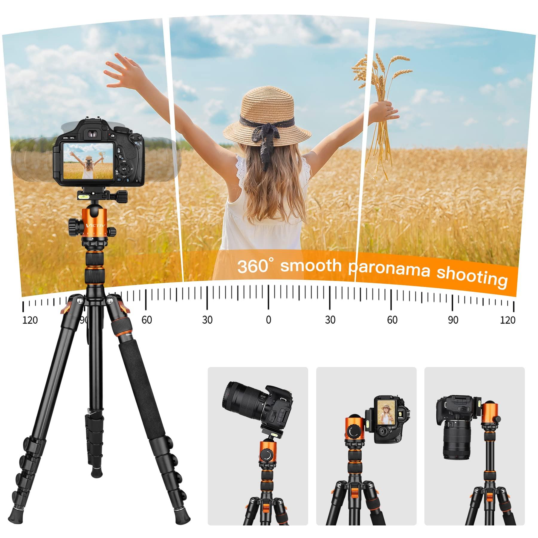 Victiv 82" Tall Camera Tripod Heavy Duty, Victiv Aluminum DSLR Tripod Monopod for Photography Travel, Professional Camera Stand for Spotting Scope Telescope Binocular