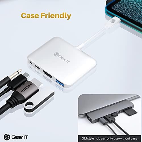 GearIT GearIT USB C Hub to HDMI | USB-A | 3.5mm I 100W PD Passthrough, 4K@120Hz DP Alt Mode Audio/Mic Port, USBC Type C Thunderbolt 3/4 Compatible for MacBook Pro 2020, iPad Pro 2020, Galaxy S20, and More