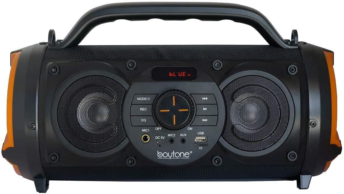 Boytone Boytone, Portable Bluetooth Boombox Speaker, Indoor/Outdoor, 25W, Loud Sound, Deeper Bass, 5\" Subwoofer, 3.25 Tweeter, FM, USB, Micro SD, Microphone, DC 5V to USB Charging Connector Cable (BT-18RD)