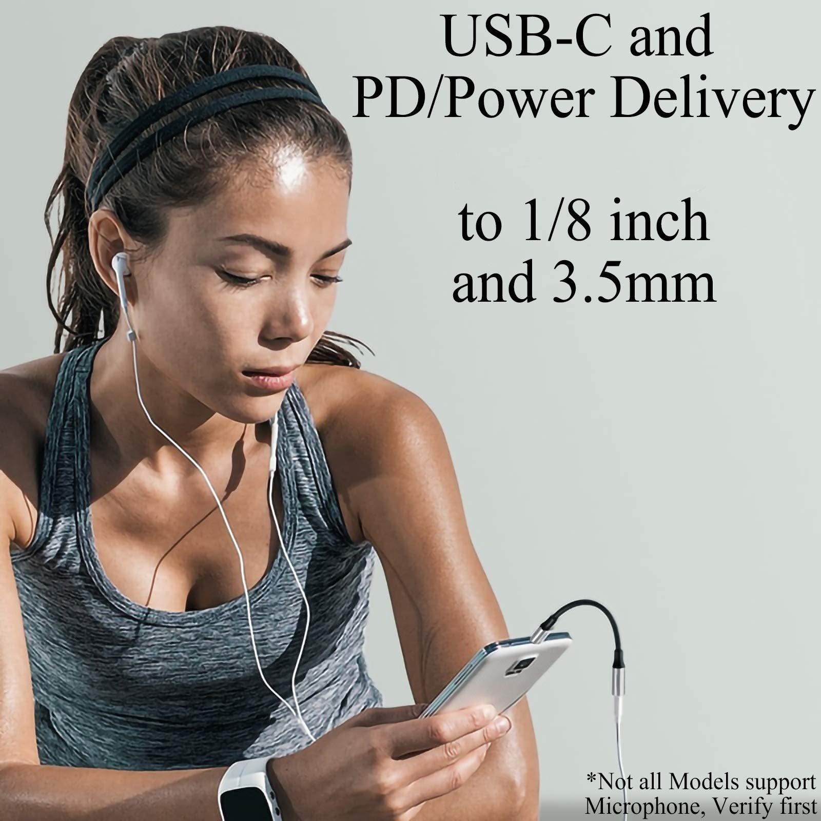 Tek Styz Tek Styz USB C to 3.5mm Headphone Adapter Compatible with Sonim XP8 with Digital DAC Chip That's Dual 1/8 inch TypeC/PD! (2Pack / Black)