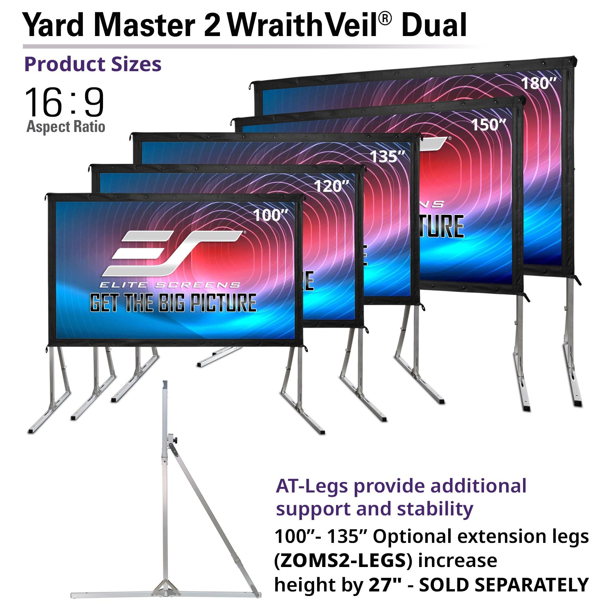 Elite Screens Elite Screens Yard Master 2 WraithVeil Projector Screen 180-INCH 16:9 Front and Rear 4K/8K Ultra HD Active 3D HDR Movie Screen, OMS180H2-DUAL