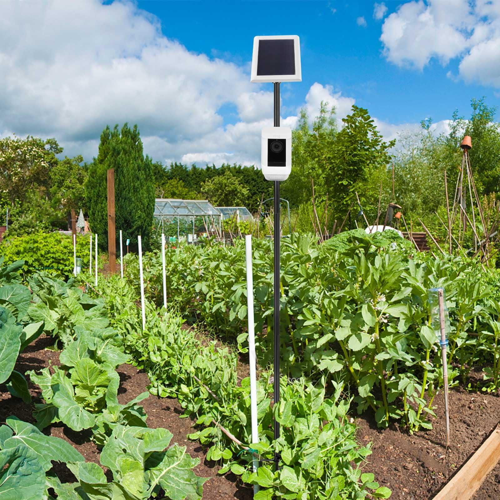Koroao Koroao 31.49 or 47.24 inch Ground Stake Mount Stand with Solar Panel Mount for Ring, Blink, Arlo, Eufy, Wyze, Google Nest, Simplisafe Cameras and Solar Panels Ground Stake BracketBlack