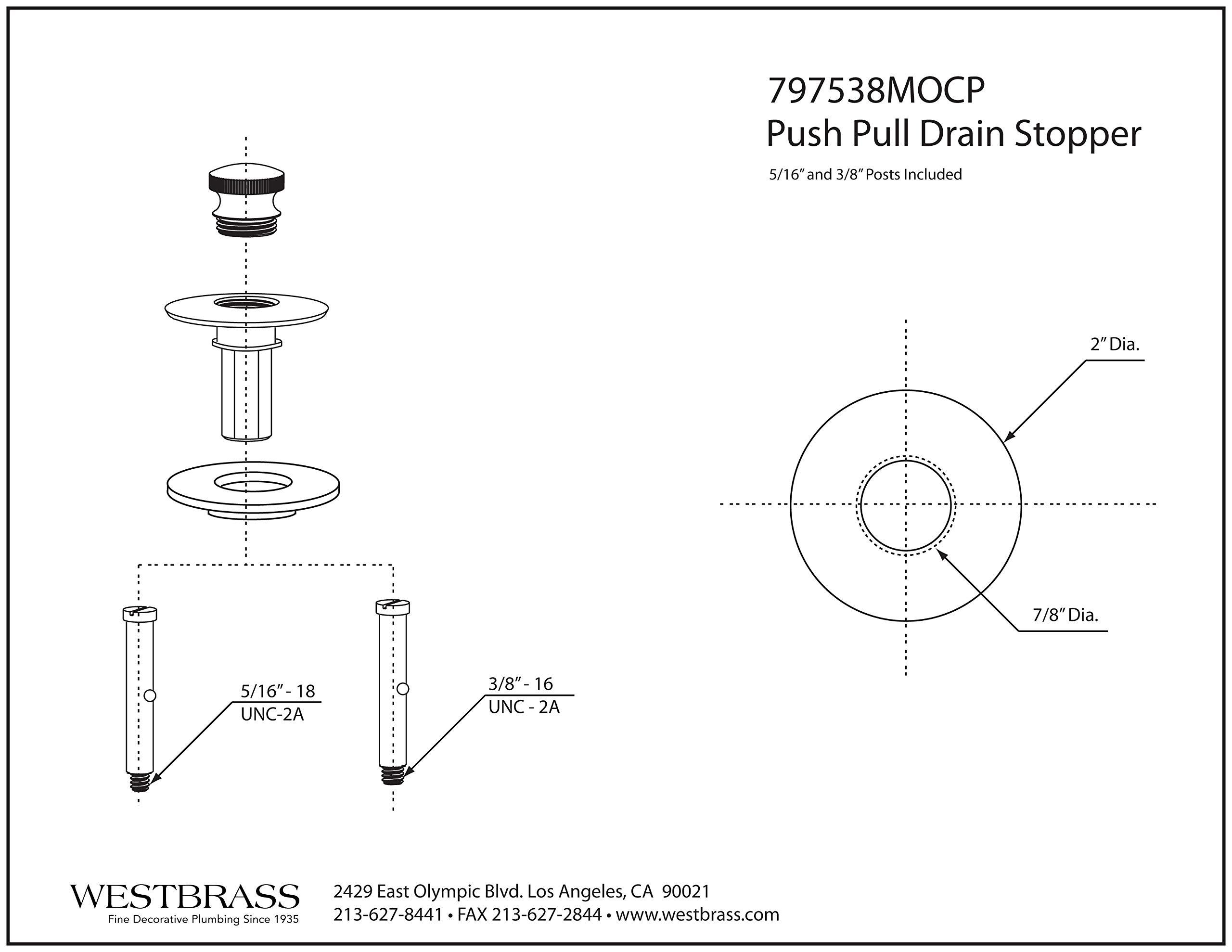 Krowne Krowne 22-201 Krowne Twist Waste Valve with 1-1/4\" Overflow Outlet, 3\" Sink Opening, 2\" NPS Male Threaded with 1-1/2\" Female Threaded Drain Outlet (no Adapter Required)