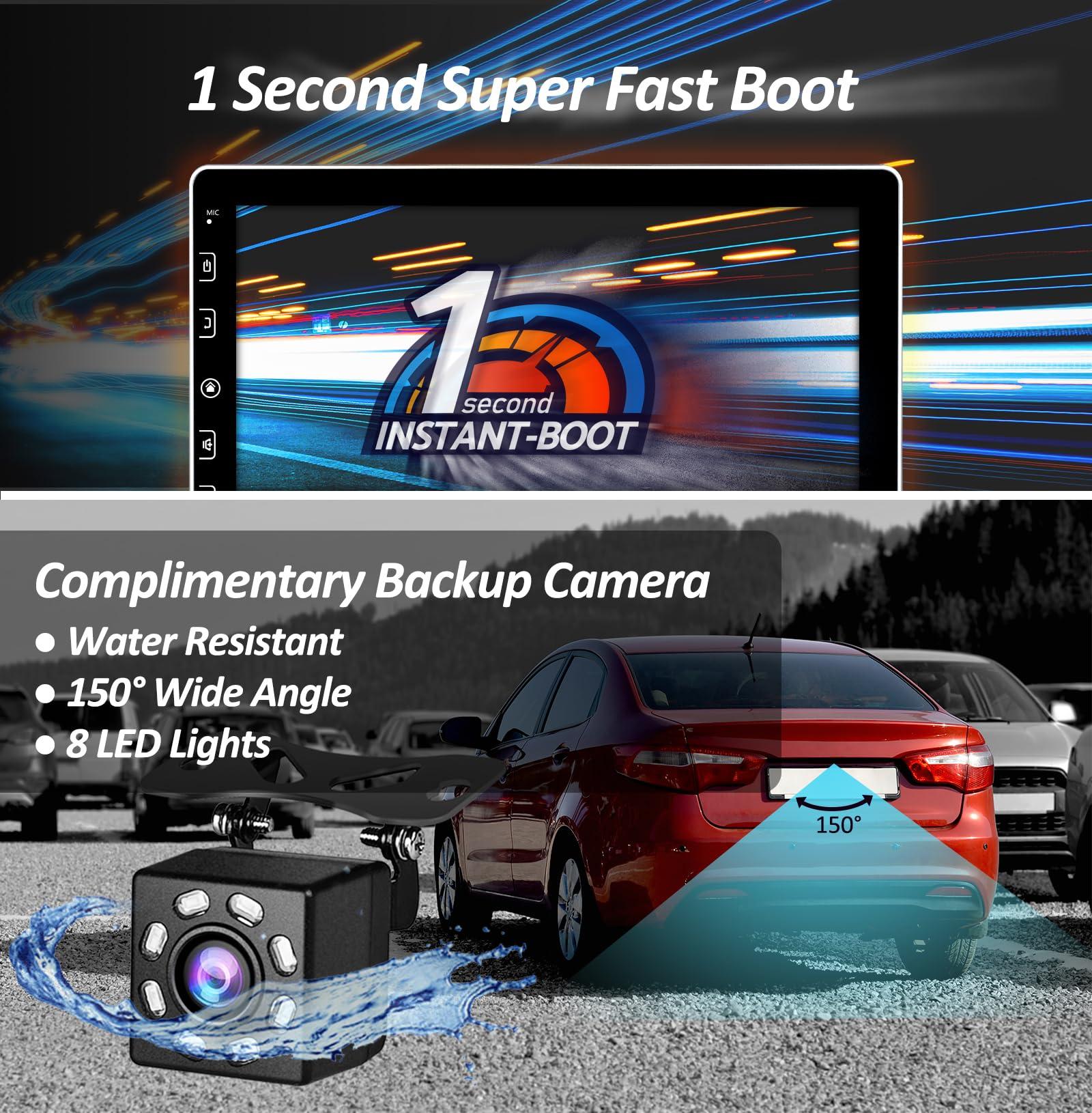 Corehan COREHAN Double Din Car Stereo - 10"" Touchscreen Car Stereo with Bluetooth, Backup Camera, Car Audio, Car Radio - Compatible with Wireless CarPlay & Android Auto, Mirror Link, Gold