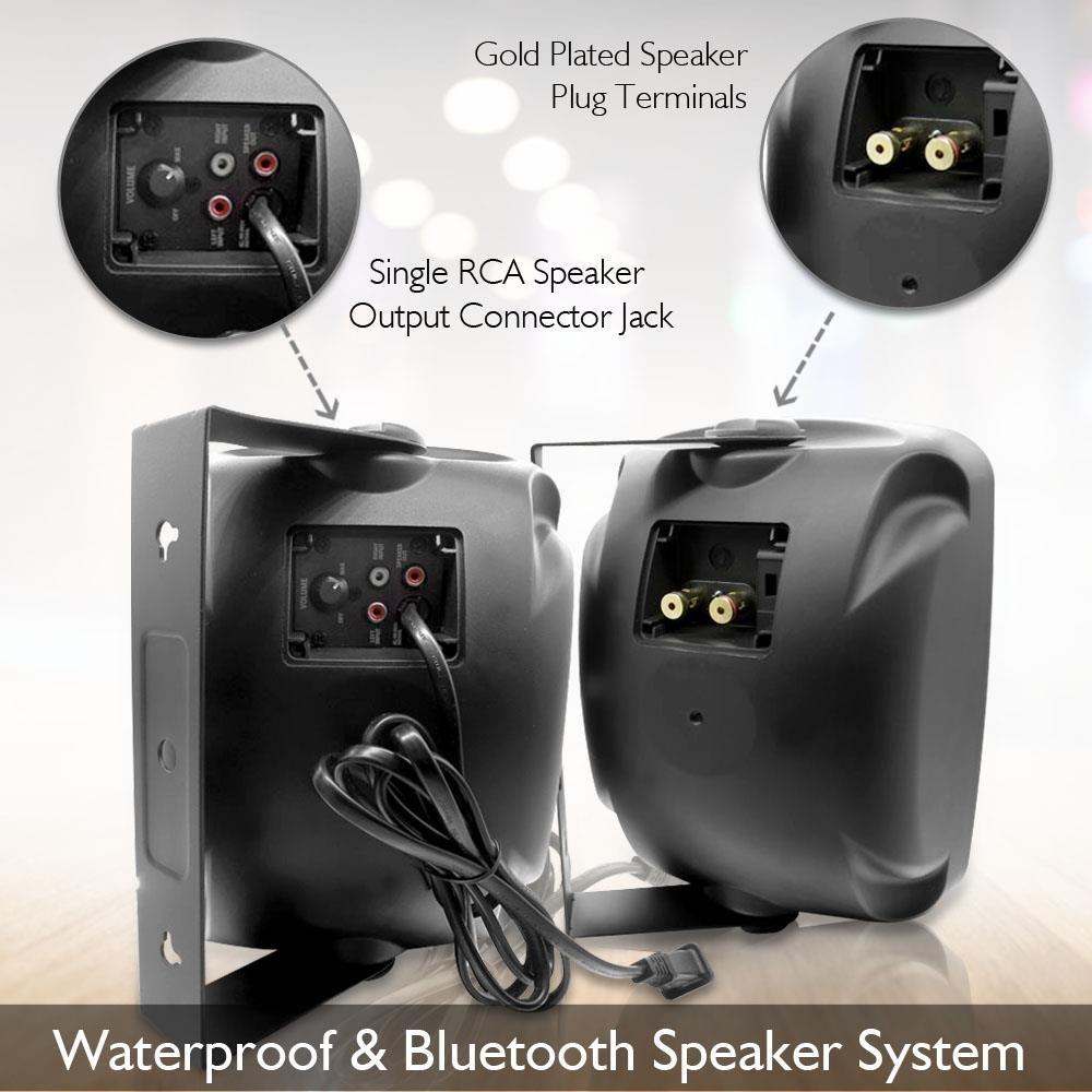 Pyle Pyle Outdoor Waterproof Wireless Bluetooth Speaker - 6.5 Inch Pair 2-Way Weatherproof Wall/Ceiling Mounted Dual Speakers w/Heavy Duty Grill, Universal Mount, Patio, Indoor Use PDWR64BTB (Black)