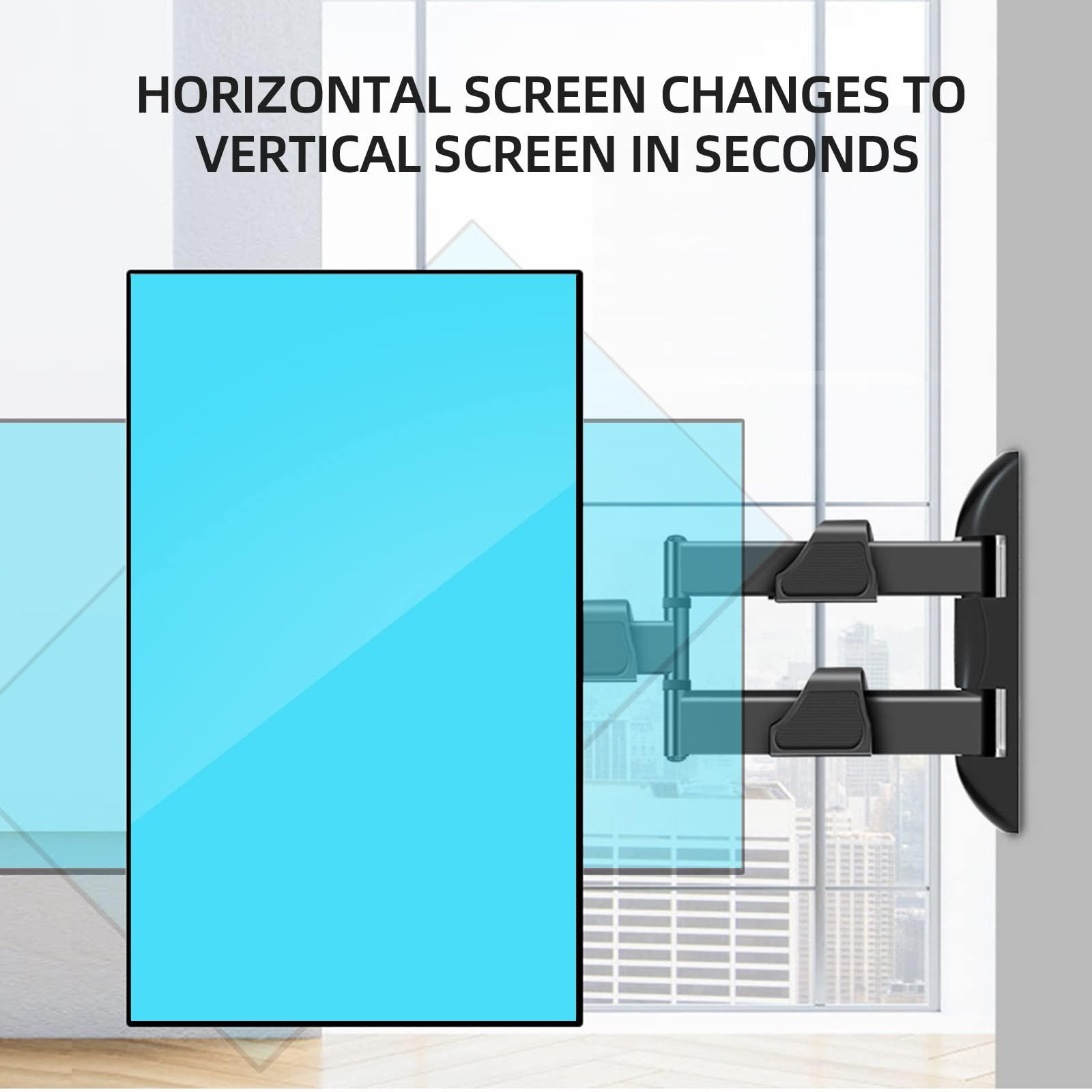 HILLPORT HILLPORT Vertical and Horizontal TV Wall Mount Swivel Tilt Rotate Arm Fits Most 32-50 inch LED LCD Flat Curved Screen, Full Motion 90 Degree Bracket, Max VESA 400x400mm Up to 44lbs DY3255