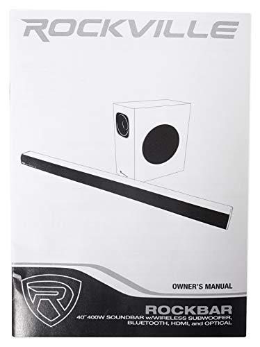 Rockville Rockville ROCKBAR 40" 400W Soundbar W/Wireless Subwoofer/Bluetooth/HDMI/Optical, Black