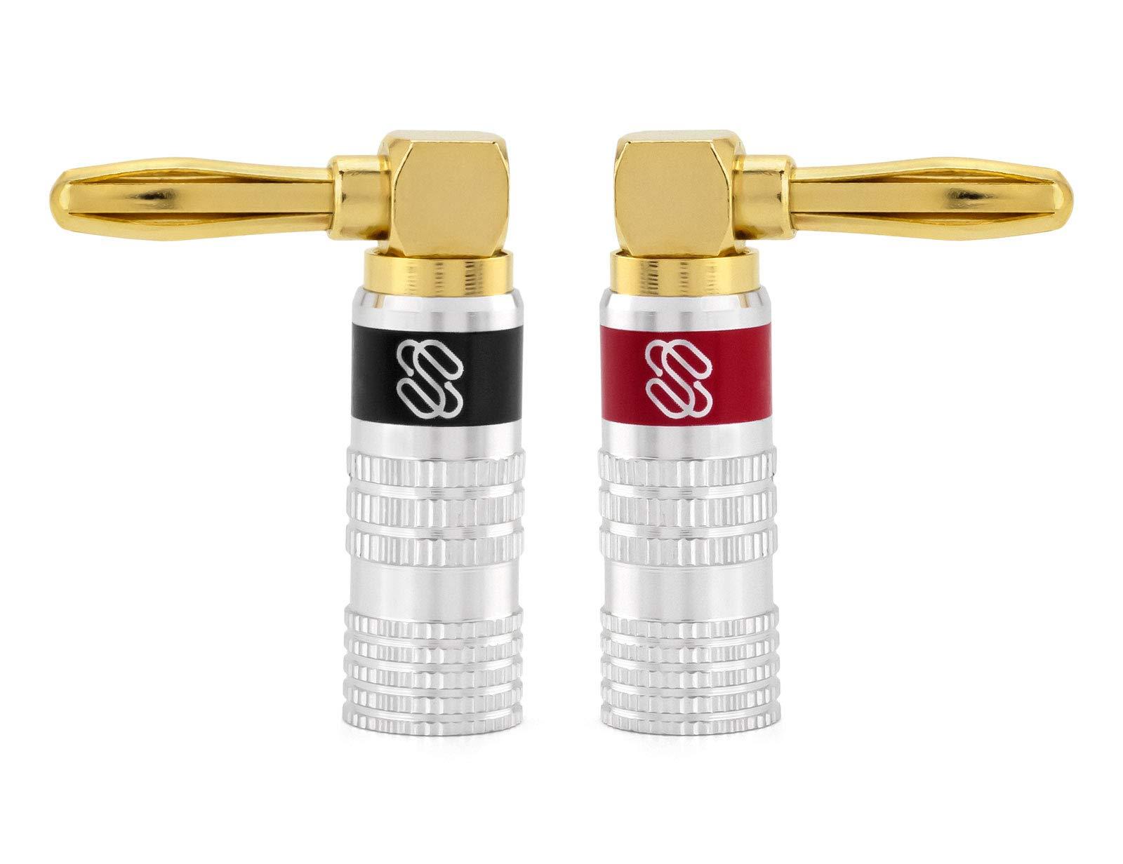 Sewell Sewell Silverback Right Angle Banana Plugs, 12 Pairs Quick Connect Gold Plated Speaker Plugs 90 Degree