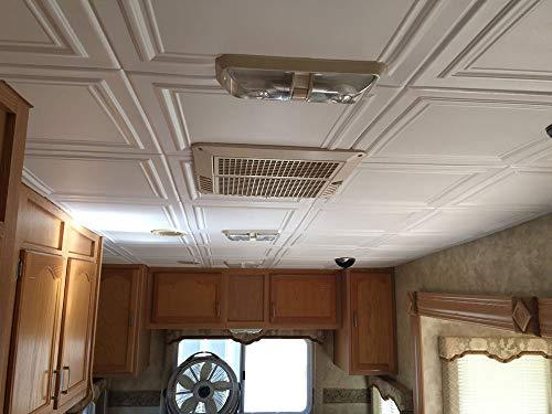 A La Maison Ceilings A La Maison Ceilings R24 Line Art Foam Glue-up Ceiling Tile (21.6 sq. ft./Case), Pack of 8, Plain White