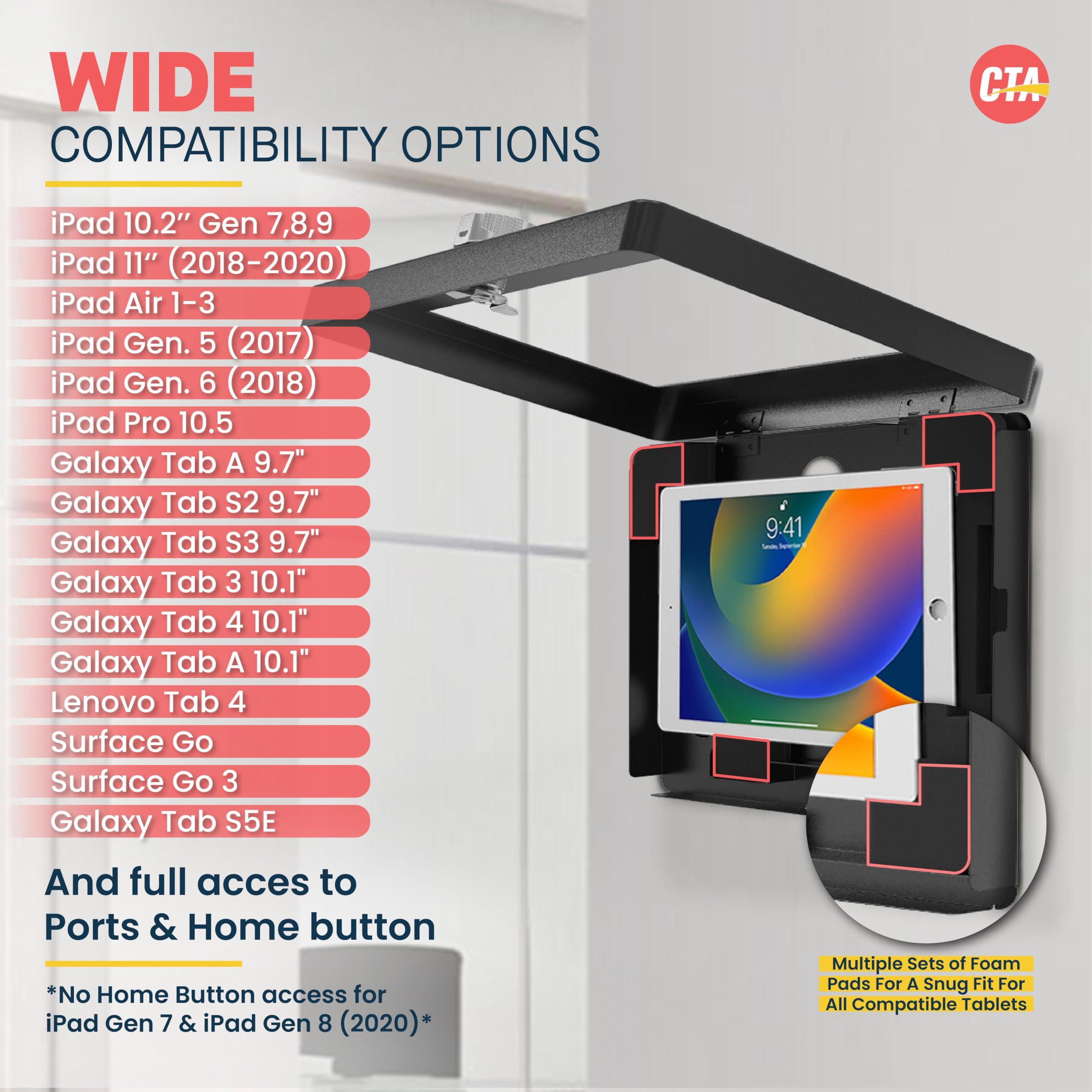 CTA Digital Locking iPad Tablet Wall Mount CTA Keyless Anti-Theft Tablet Wall Mount for iPad Air 11\" M2 (2024) - iPad Pro 11\" M4 (2024) - iPad 10th Gen 10.9\" - iPad Pro 10.5\" & More - Black (PAD-PARAWPCL)