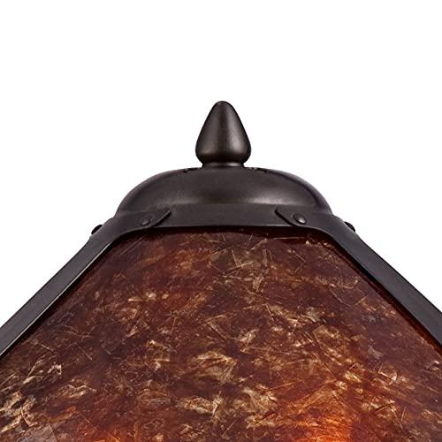 Robert Louis Tiffany Robert Louis Tiffany Nell Art Deco Tiffany Style Small Accent Table Lamp 19" High Bronze Brown Antique Pottery Ceramic Natural Mica Shade Decor for Bedroom House Bedside Nightstand Home Office