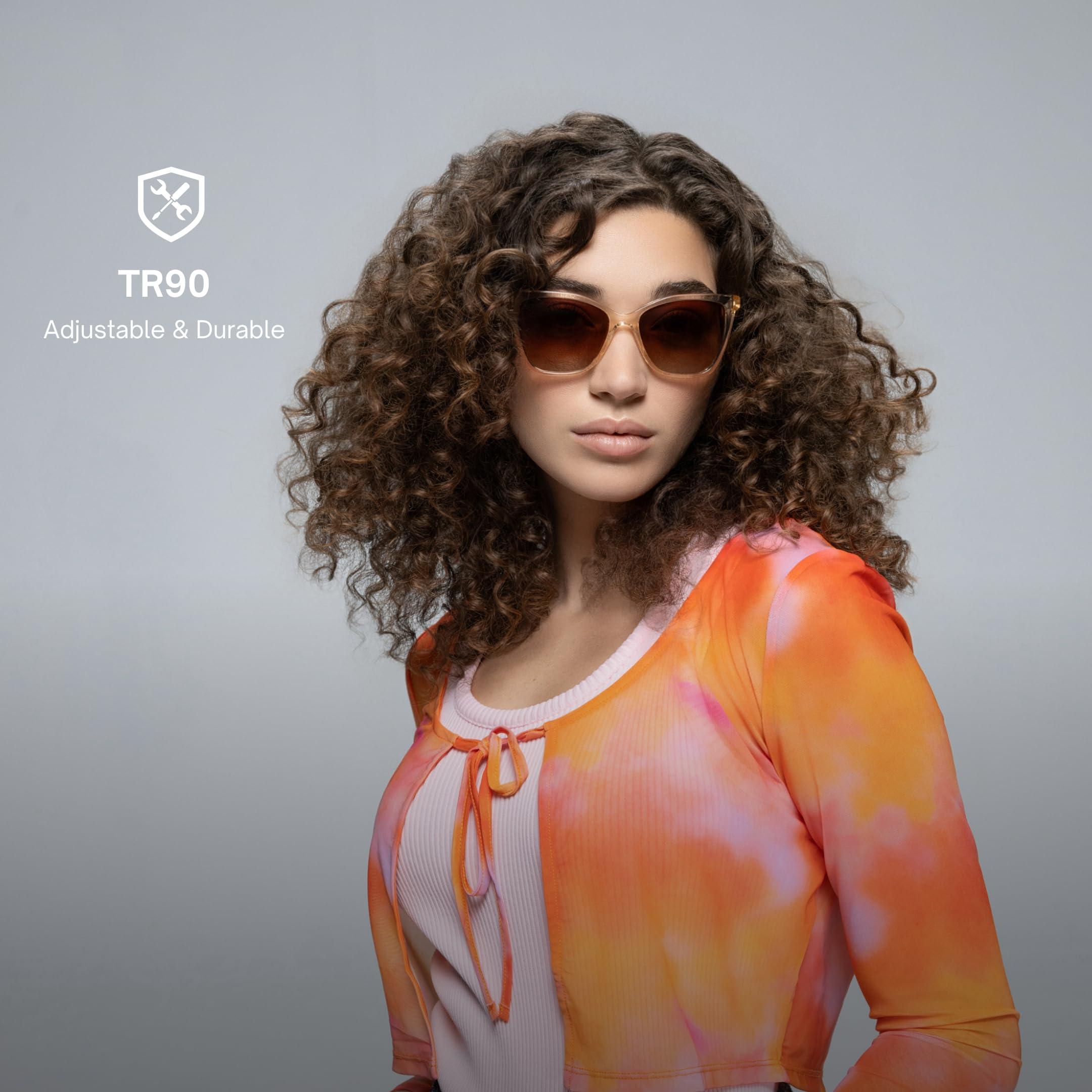 Lucyd Lucyd Lyte (2025 Version) Smart Glasses for Women Bluetooth Smart Eyewear with UV400 Polarized Lenses, Open Ear Speakers & Microphone Millennia (Standard)