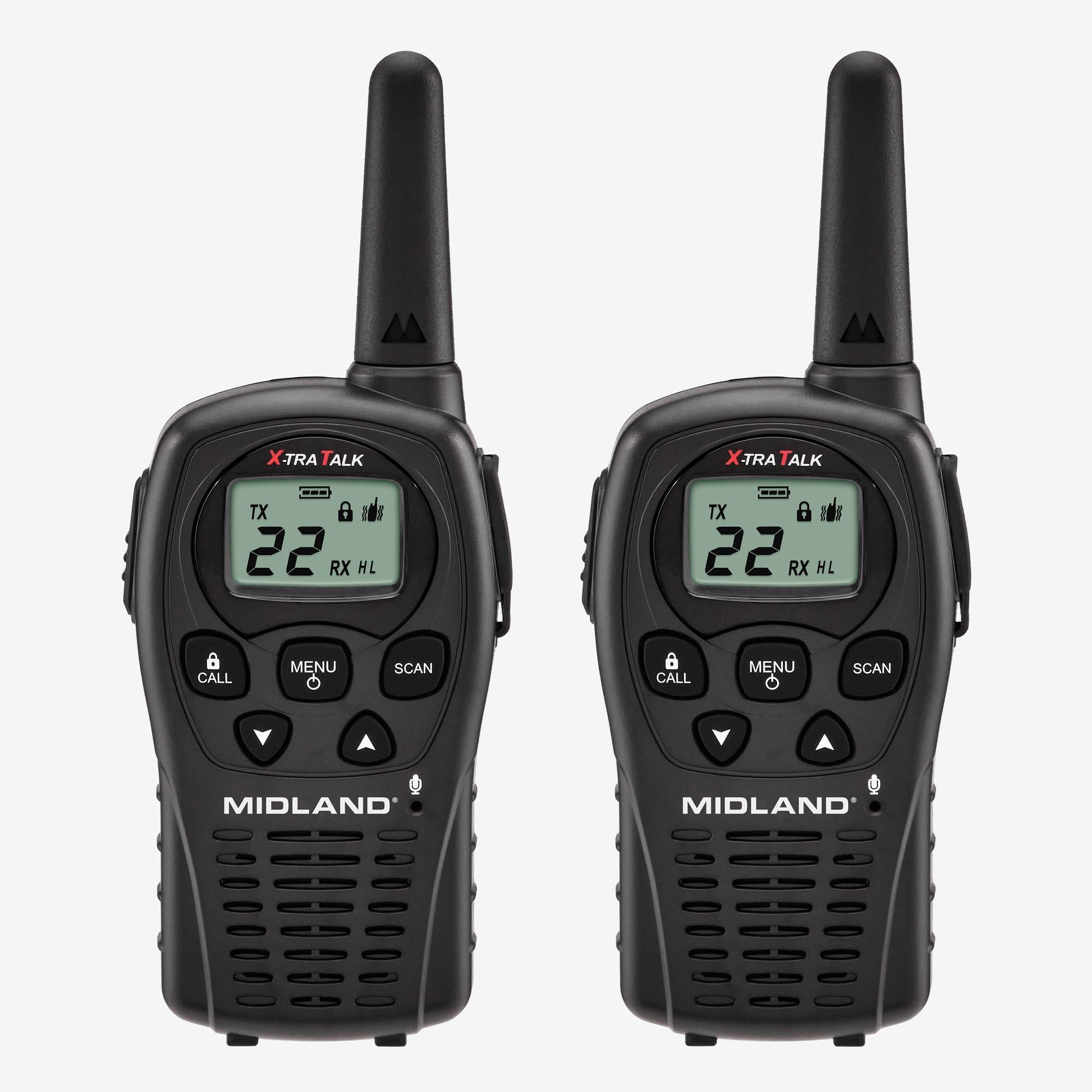 Midland Midland - LXT500VP3, 22 Channel FRS Walkie Talkies with Channel Scan - Extended Range Two Way Radios, Silent Operation, Batteries Included (Pair Pack) (Black)