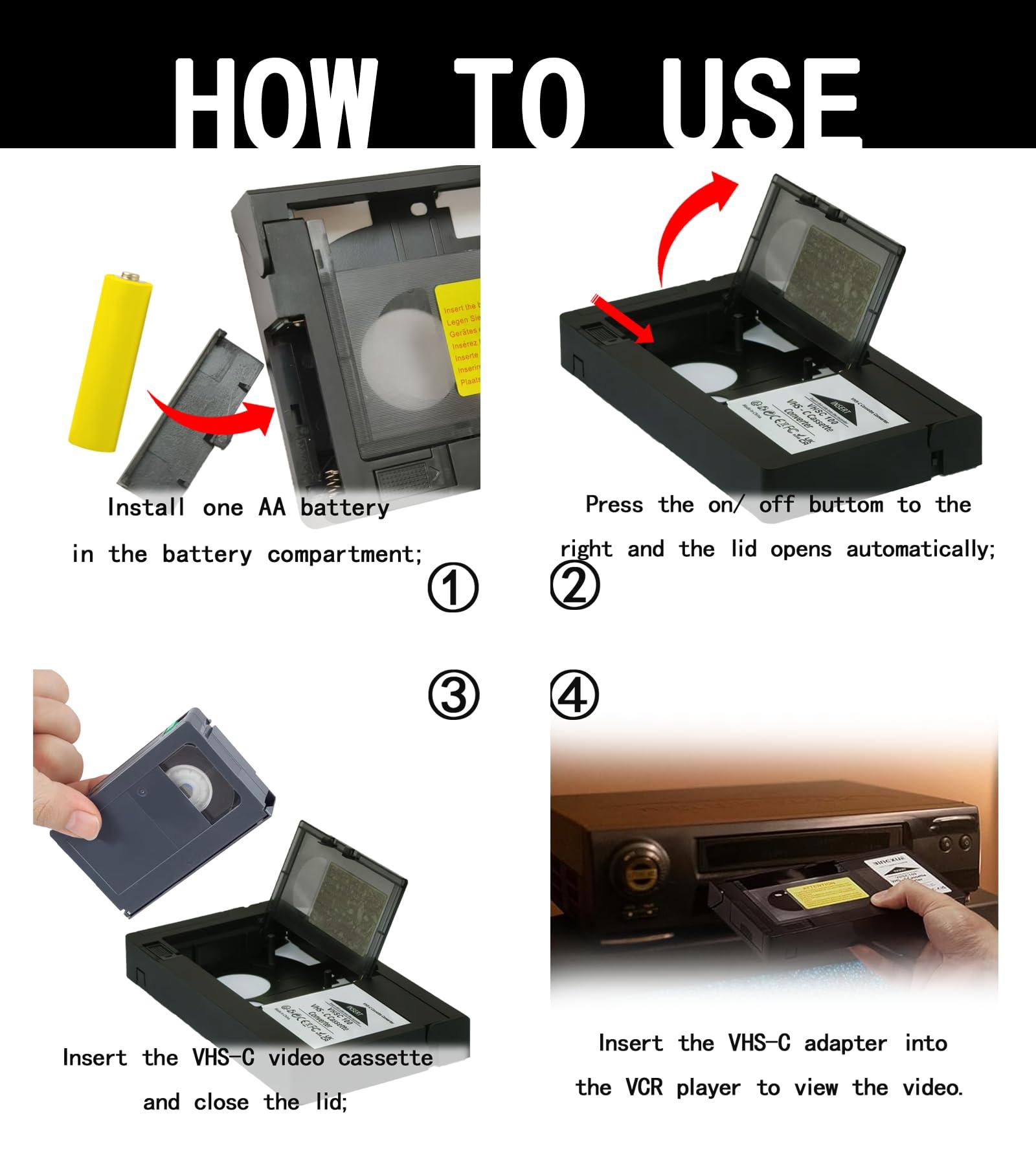 BECBOLDF VHS-C Tape Cassette Adapter for Camcorders Motorized VHS VHS-C to VHS Ideal for VCR Player, Video Cassette Player and VHS to Digital Converting