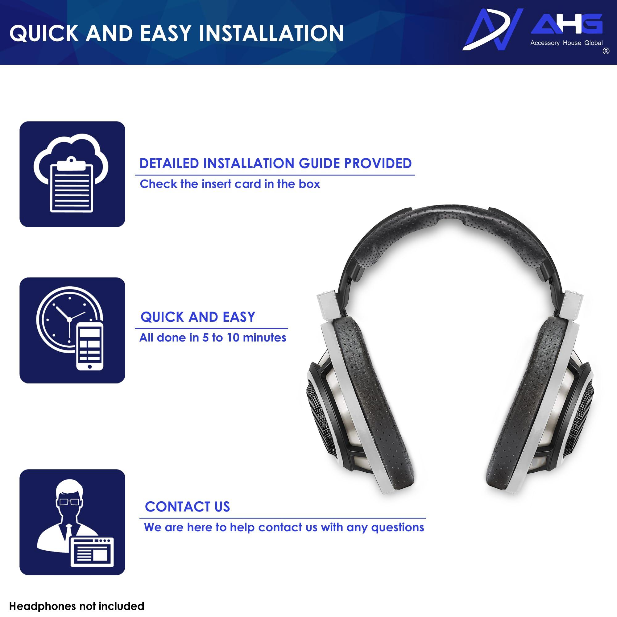 AHG Accessory House Global AHG Premium HD 8XX / HD 800S / HD 800 Ear Pads Cushions and Headband Compatible with Sennheiser HD800 / Sennheiser HD800S and Drop HD 8XX Headphones. Perforated Sheepskin/High-Density Foam/Durable