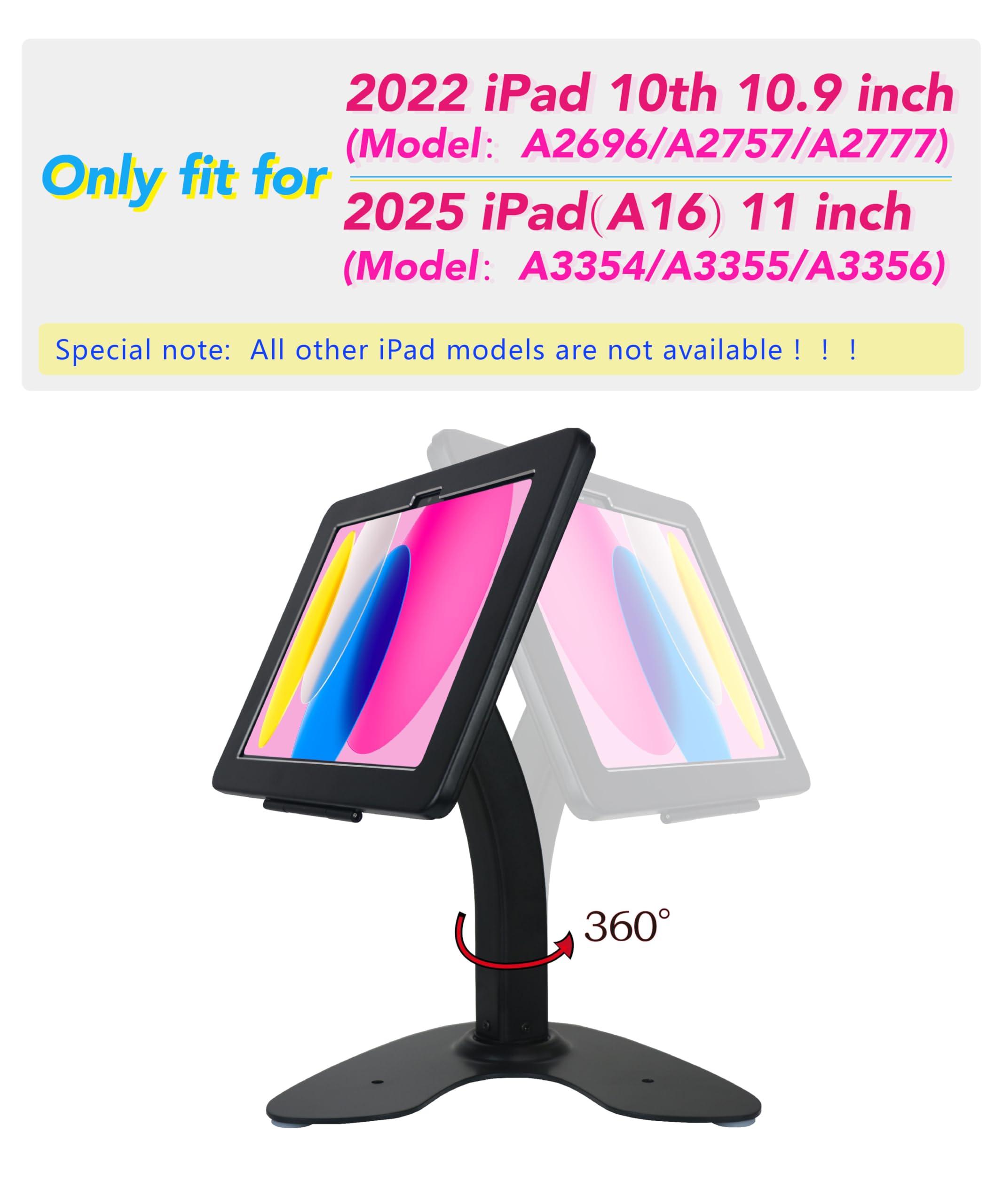 DDSHOW DDSHOW Desktop Anti-Theft Kiosk Stand Security POS Stand with Locking Enclosure for 2022 iPad 10.9\" 10th Gen.Excluding 10.9\" iPad Air,360 Swivel(Black)