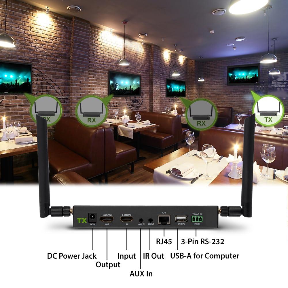 IOGEAR IOGEAR Long Range Wireless Switch/Splitter Transmitter for GWLRSSKIT4K Kit, HDMI UHD 4K@60Hz Support, Up to 600 ft/182 m with IR, RS-232 and Keyboard Mouse Extender, Transmitter only (GWLRSSKIT4KTX)