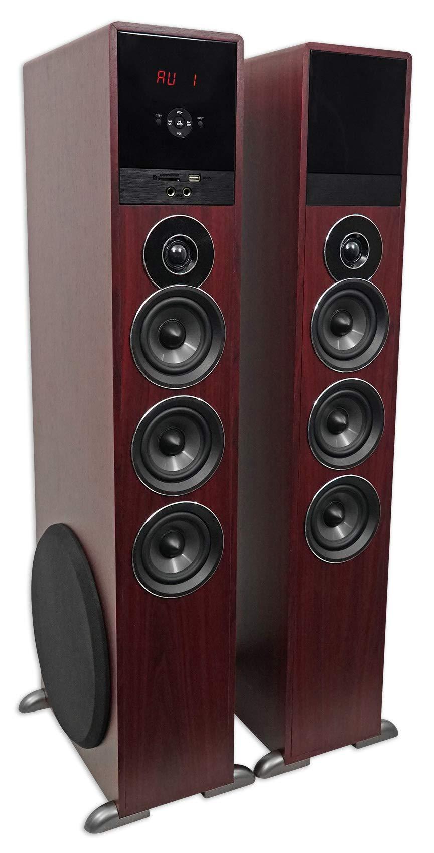 Rockville Rockville TM150C Cherry Powered Home Theater Tower Speakers 10\" Sub/Bluetooth/USB