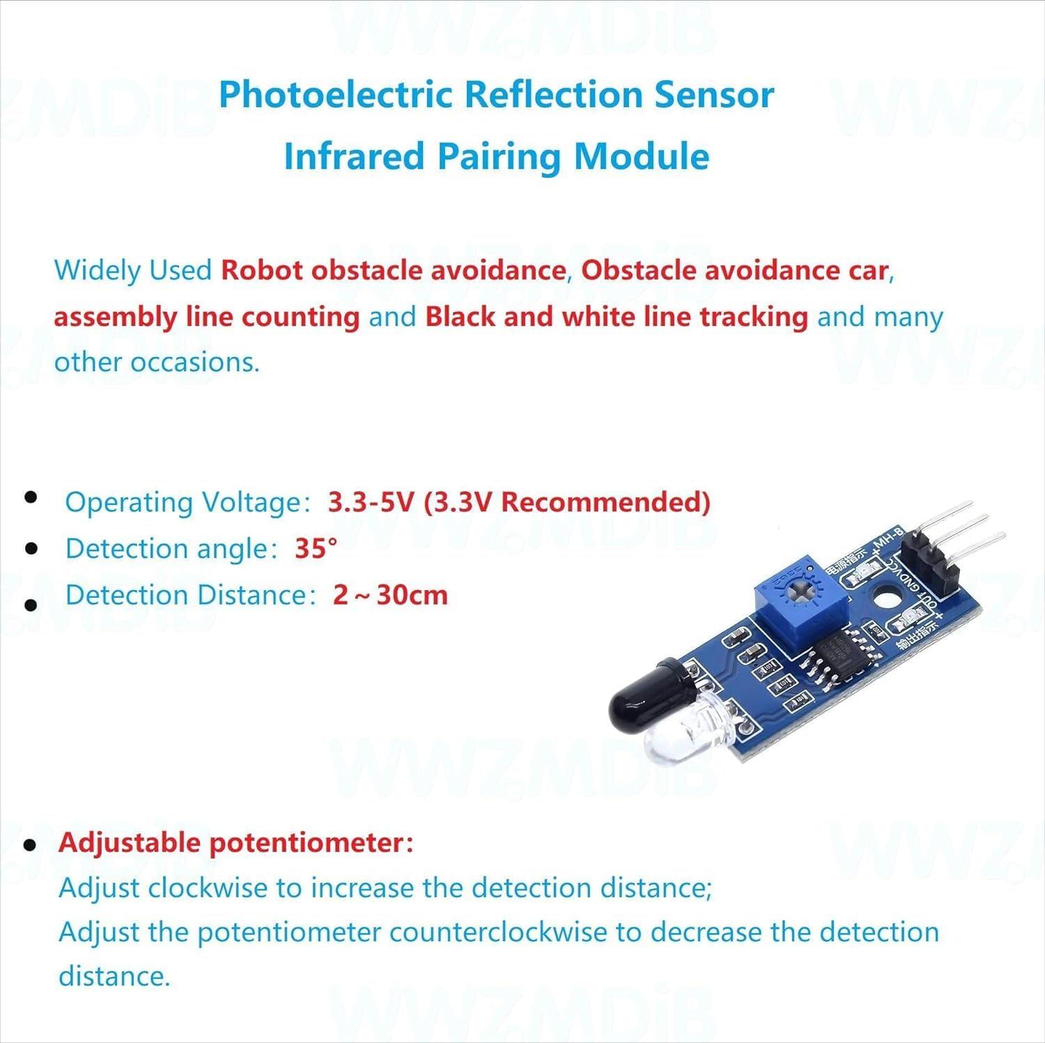 WWZMDiB WWZMDiB 15Pcs IR Infrared Sensor 3-Wire Reflective Photoelectric Module for Arduino