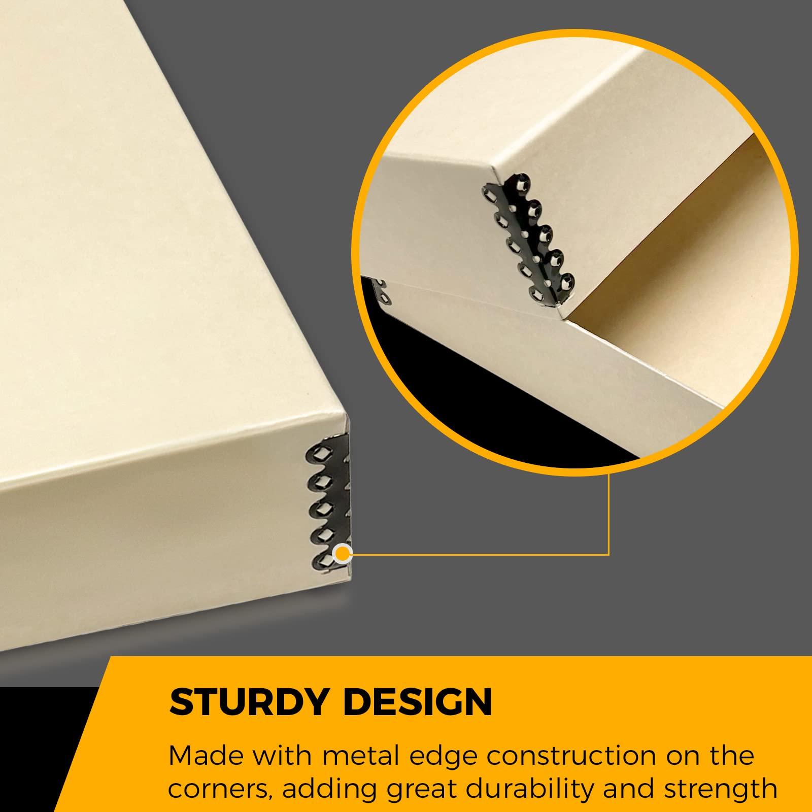 Golden State Art Golden State Art, Archival Storage Box, Acid-Free Drop Front Museum Box with Metal Edge for Storing Artwork Photos Documents Prints Arts and Crafts (Tan-8.75x10.75x3 Inches) Pack of 2