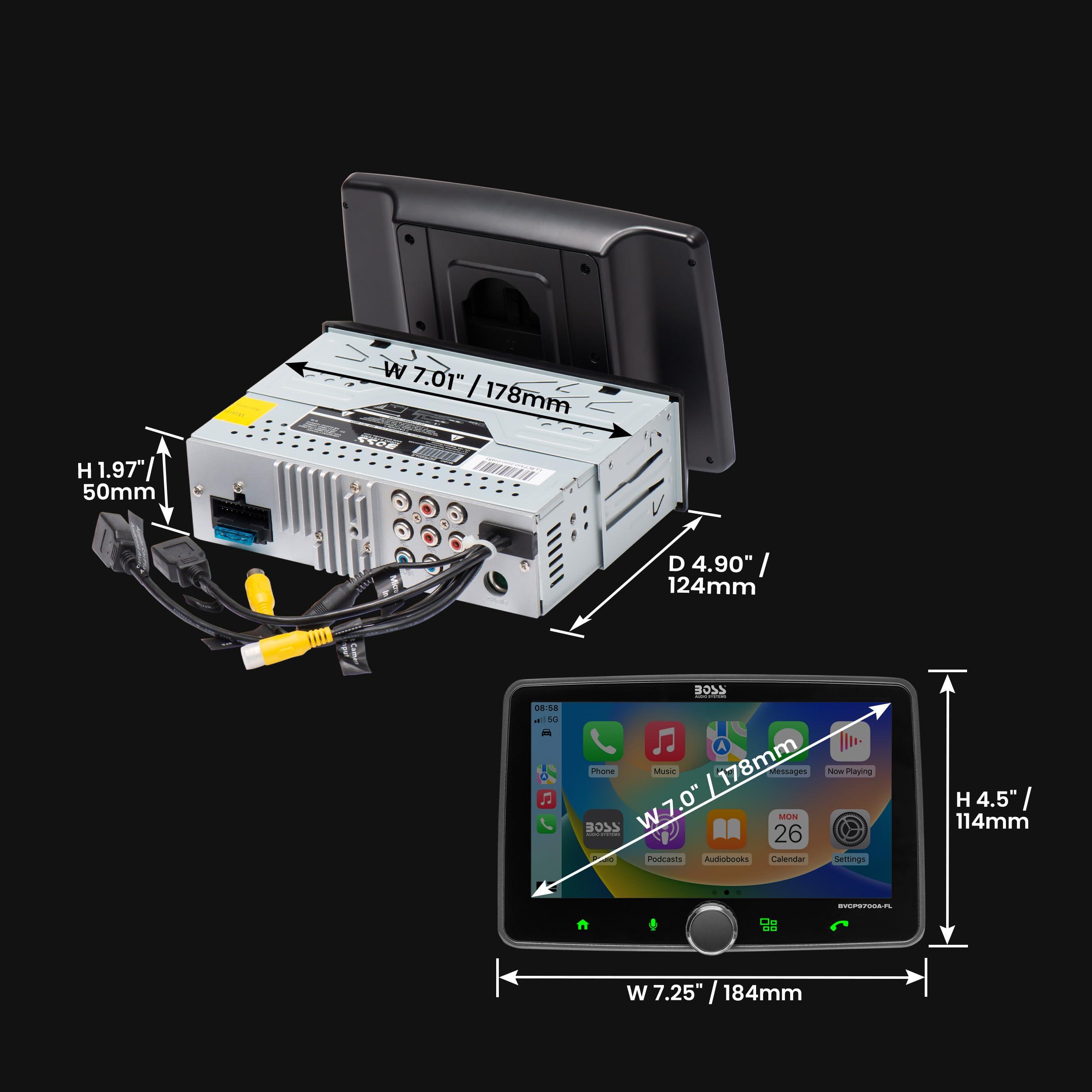 BOSS Audio Systems BOSS Audio Systems 7 Inch Single Din Floating Head Unit with Apple CarPlay, Android Auto + Backup Camera