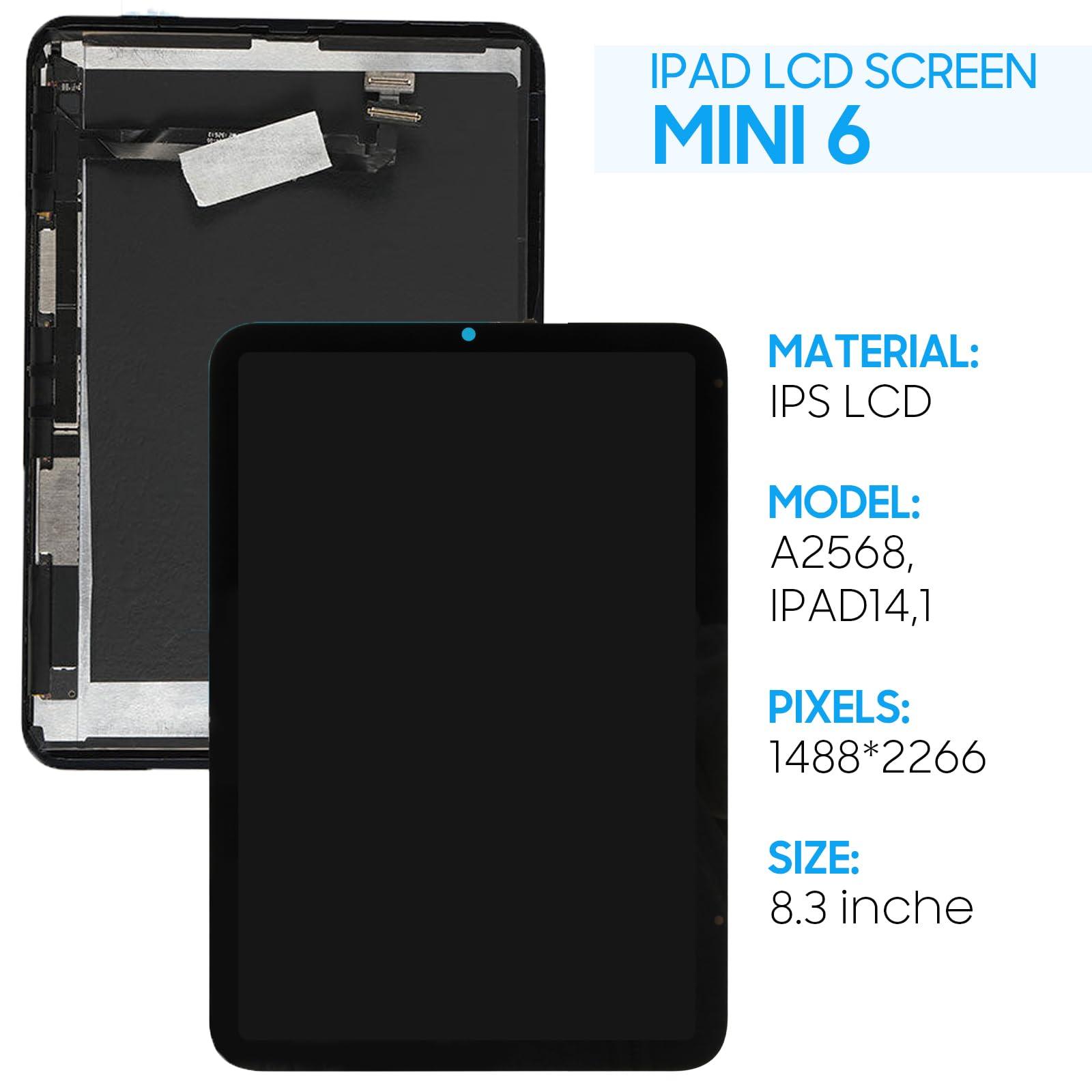 Yondista Screen Replacement for iPad Mini 6 2021 A2567 A2568 A2569 8.3\" LCD Display Touch Digitizer Assembly with Tools