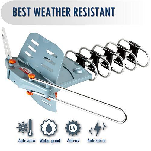 Five Star Five Star HDTV Antenna Amplified Digital Outdoor Antenna 150 Miles Range, 360 Degree Rotation Wireless Remote, with 40FT RG6 Coax Cable Installation Kit Supports 5 TVs