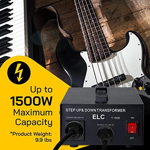ELC ELC T Series 1500+ Watt Voltage Converter Transformer - Step Up/Down - 110v to 220v / 220v to 110v Power Converter - Circuit Breaker Protection, CE Certified [3-Years Warranty]