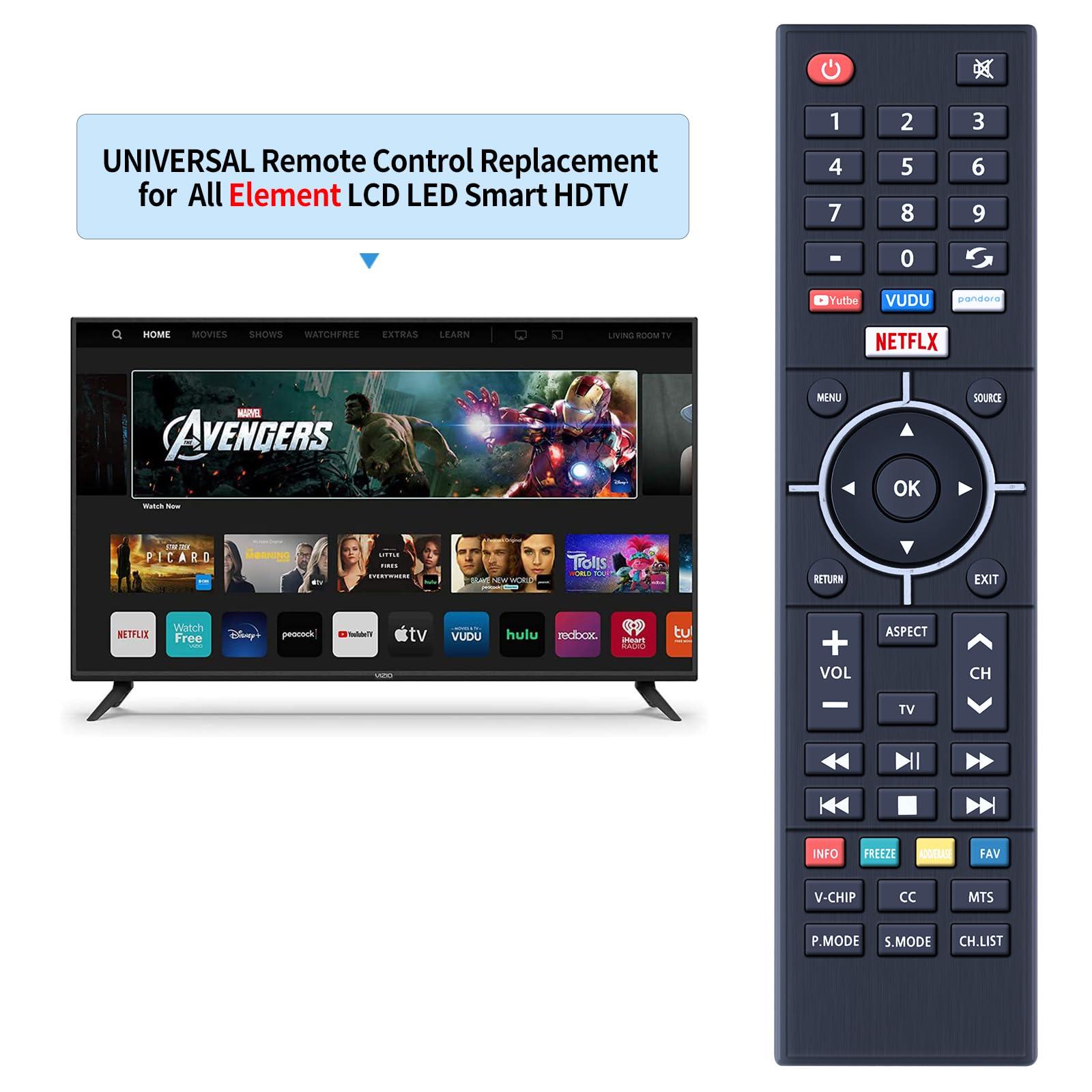 RETROSUN Universal Remote Control for All Element TV, Replacement Remote Control Compatible with 99% Element LCD LED Smart HDTV