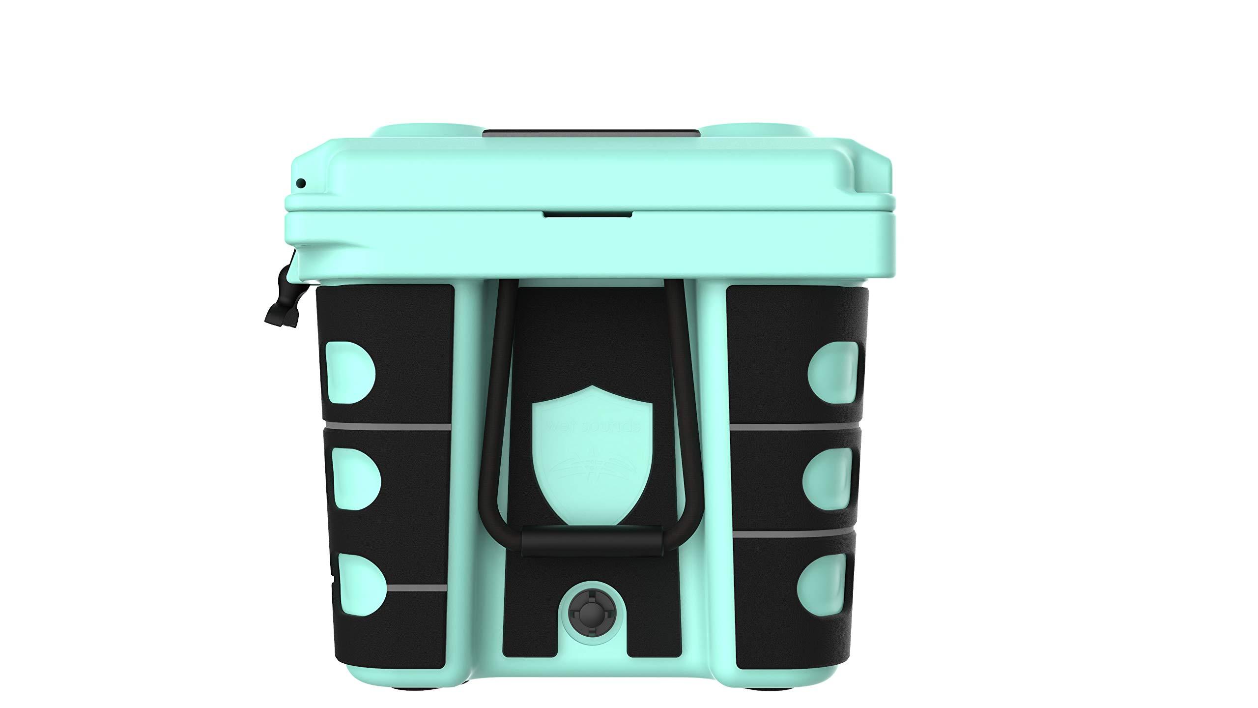 wet sounds wet sounds Stealth SHIVR-55-SFM Seafoam High Output Audio Cooler Speaker System + Full Gator Step Kit - Black Over Gray