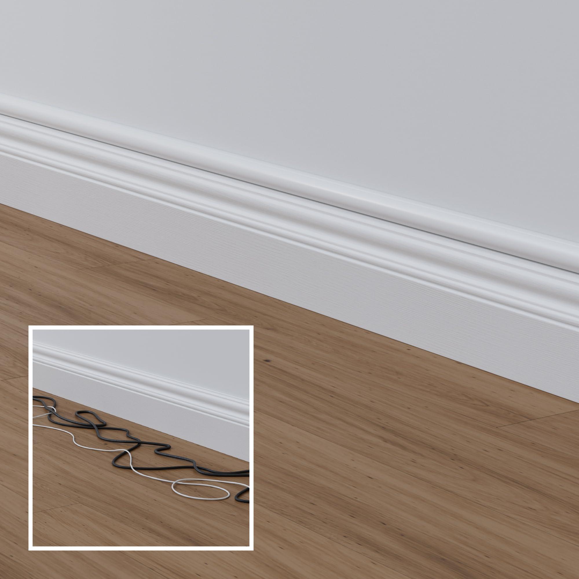 D Line D-Line 157in Cord Cover Kit, Self-Adhesive Wire Hiders, Paintable Cable Raceway to Hide Wires on Wall, Electrical Cable Management - 10x 15.7 Lengths & 19 Accessories - 1.18\" (W) x 0.59\" (H) - White