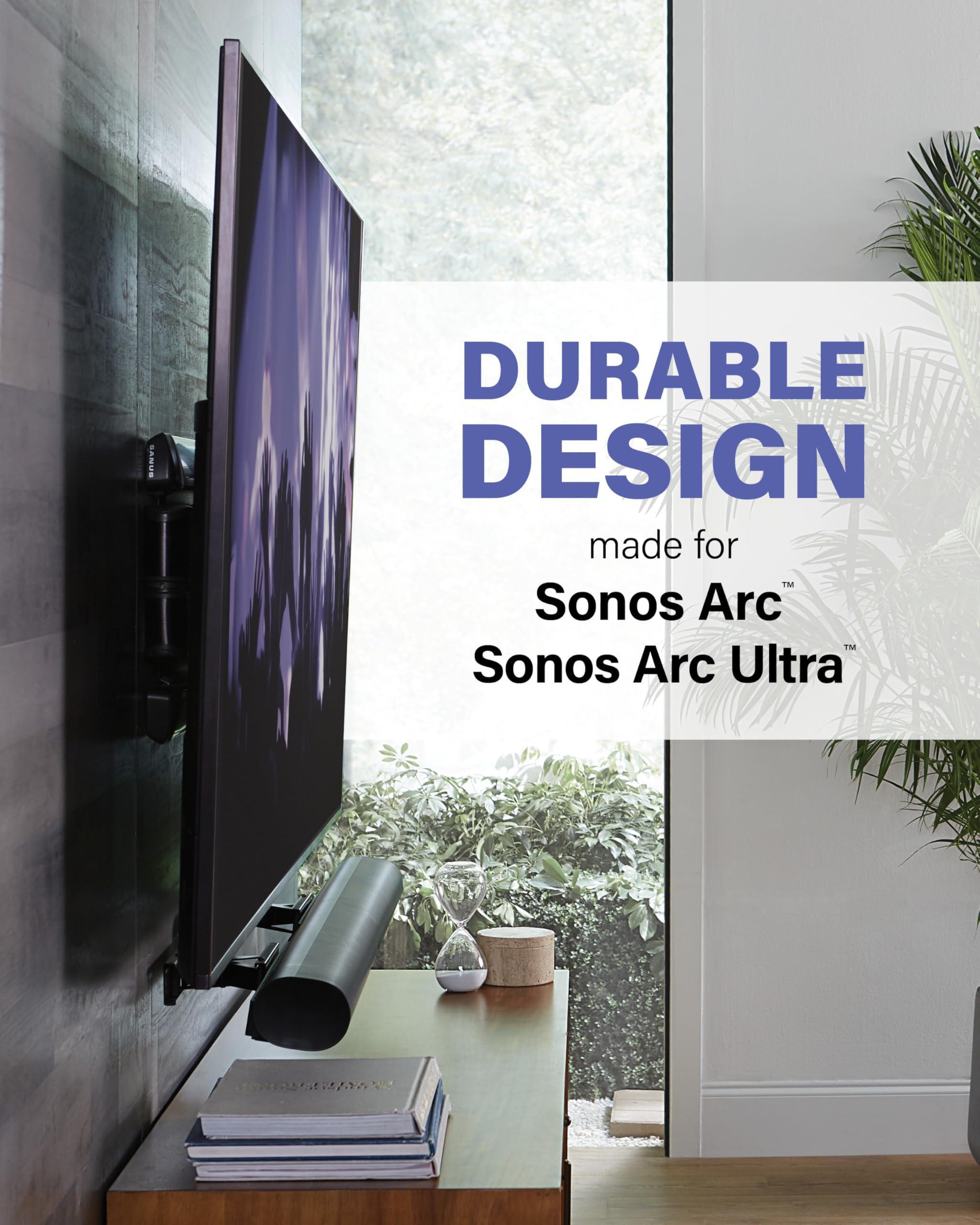 Sanus SANUS Extendable Soundbar Wall Mount for Sonos Arc & Sonos Arc Ultra Soundbar 5 Depth Adjustment Optimized for Dolby Atmos - Black Speaker Mount