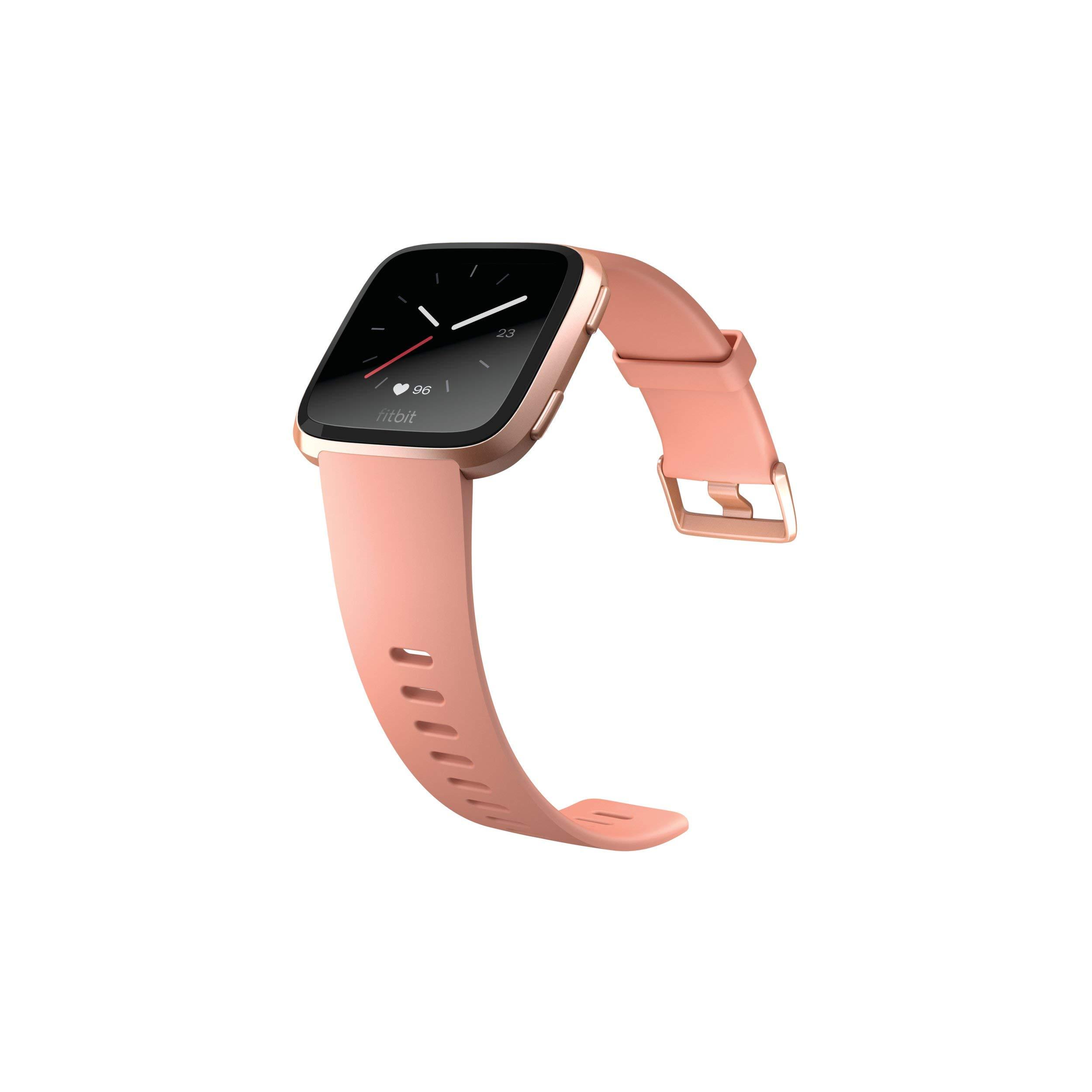 Fitbit Fitbit Versa Smart Watch, Peach/Rose Gold Aluminium, One Size (S & L Bands Included) - (Renewed)