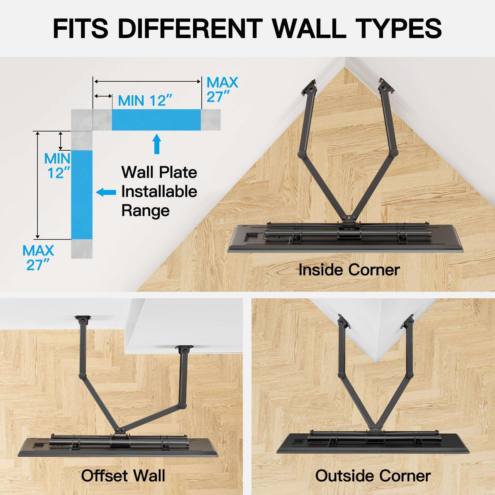 PERLESMITH PERLESMITH Corner TV Wall Mount for 37-70 Inch LED, LCD 4K Flat Curved Screen TVs up to 99 lbs, Corner TV Mount Bracket with Dual Articulating Arms, Swivel, Tilt, Extension, Max VESA 600x400mm, PSCLF1