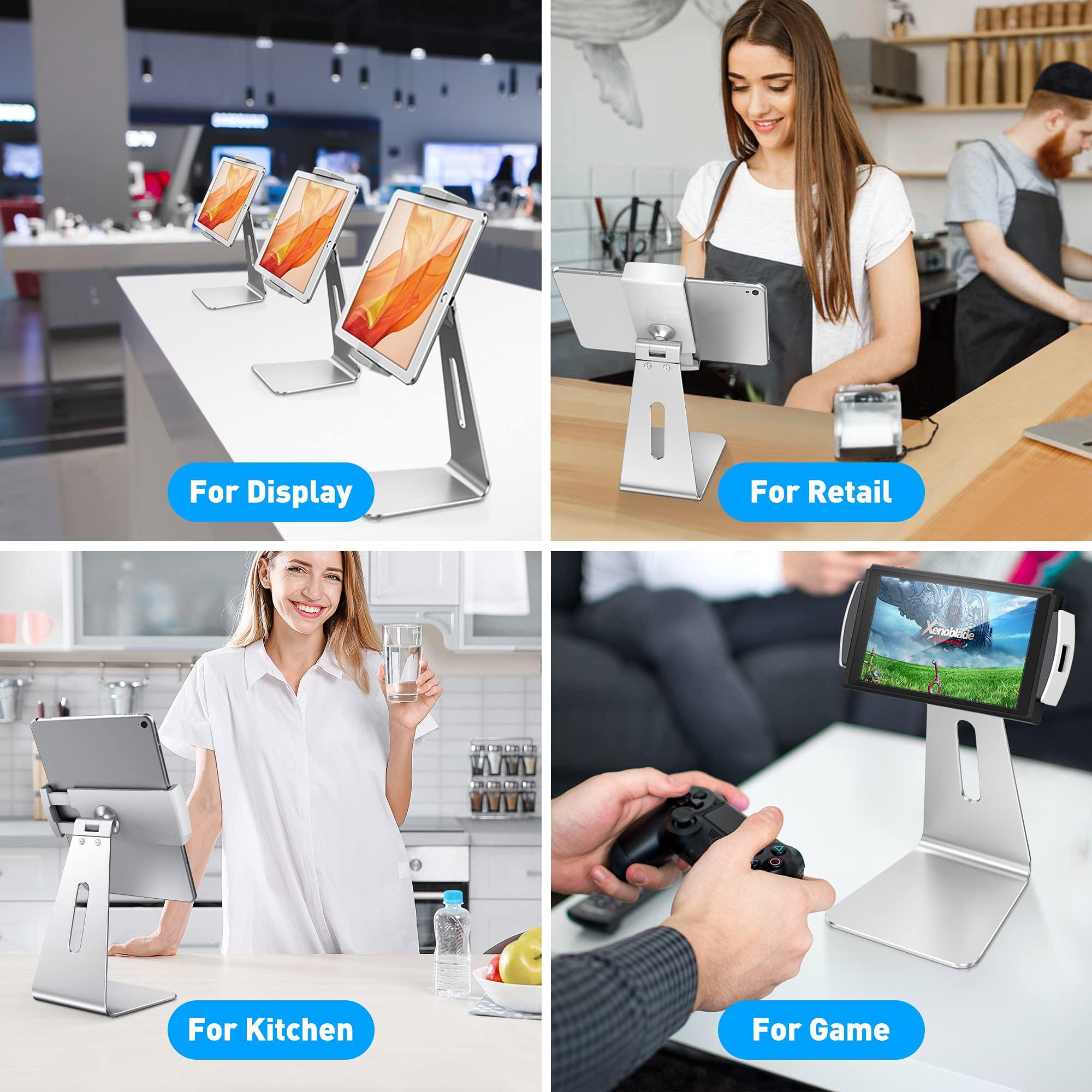 AboveTEK AboveTEK Elegant Tablet Stand, Aluminum iPad Stand Holder, Desktop Kiosk POS Stand for 7-13 inch iPad Pro Air Mini Galaxy Tab Nexus, Tablet Mount for Store Showcase Office Reception Kitchen Countertop