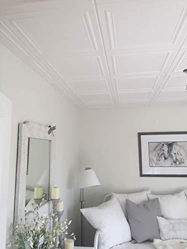 A La Maison Ceilings A La Maison Ceilings R24 Line Art Foam Glue-up Ceiling Tile (21.6 sq. ft./Case), Pack of 8, Plain White