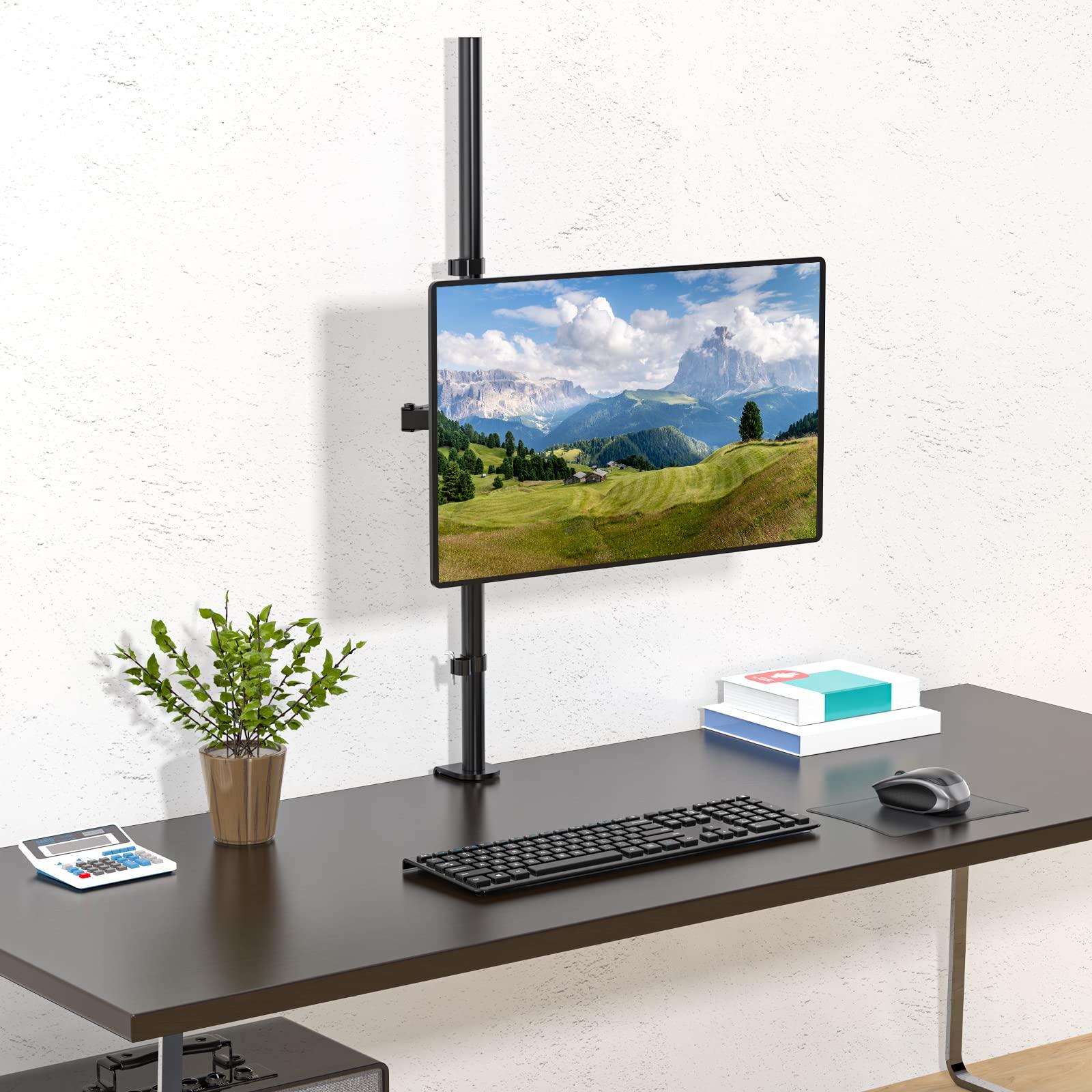 WALI WALI Single Monitor Stand Desk Mount, 39 inch Tall Monitor Stand Fully Adjustable, Articulating Arm for Computer Screen up to 32 inch, 22lbs (M001XXL), Black