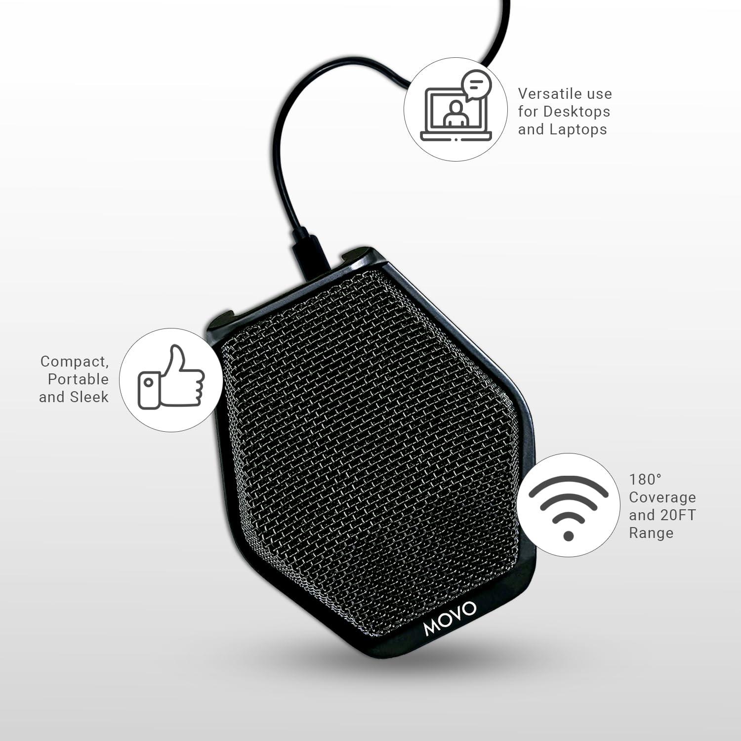 Movo Movo MC1000 Conference USB Microphone for Computer Desktop and Laptop with 180° / 20' Long Pick up Range Compatible with Windows and Mac for Dictation, Recording, YouTube, Conference Call, Skype