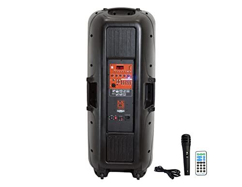 Mr. Dj Mr. Dj PSBAT6200 Dual 15" 4000W Max Power Speaker with Built-In Bluetooth