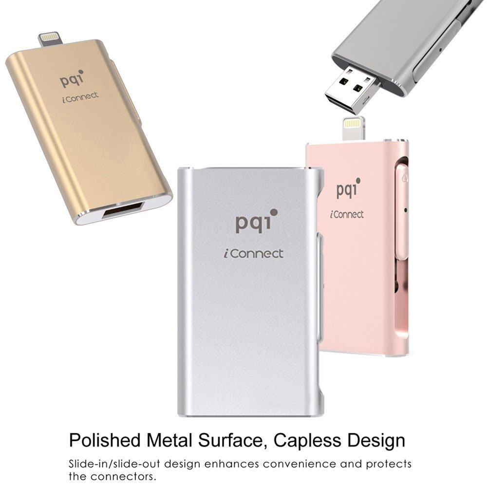 PQI [Apple Mfi] Iconnect 64 GB Mobile Flash Drive w/ Lightning Connector for iPhones, iPads, iPod Mac & PC USB 3.0 (Iron Gray)