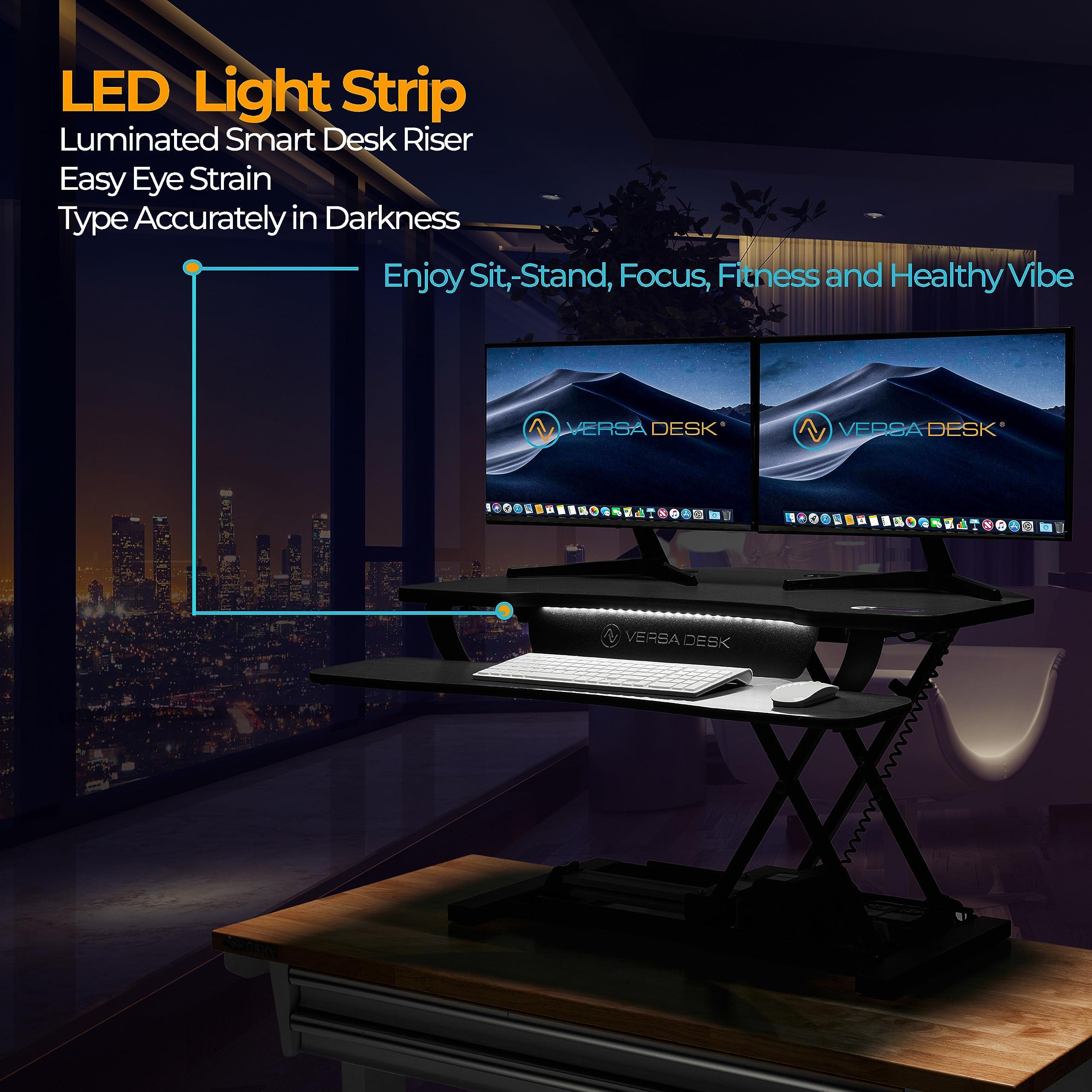 VERSADESK VERSADESK PowerPro Elite 36 x 31 Smart Corner Standing Desk Converter | Mobile App Adjustable Sit-Stand Desk Riser w/Keyboard Tray & USB & USBC Ports | for Home or Office - Black