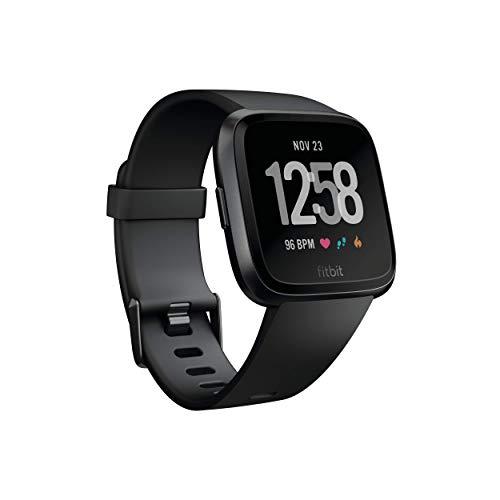 Fitbit Fitbit Versa Smart Watch, Multisport Tracker, Black/Black Aluminium, One Size (S & L Bands Included) (Renewed)