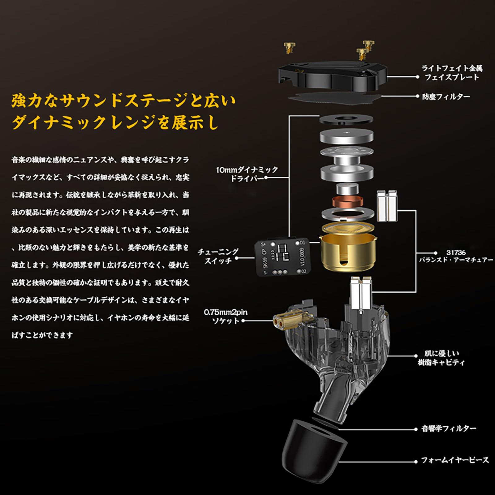 Linsoul LINSOUL KZ ZS10 Pro 2 Designed for Music Lovers Black High-end 4BA+1DD Hybrid Earphones (Black Without Microphone)