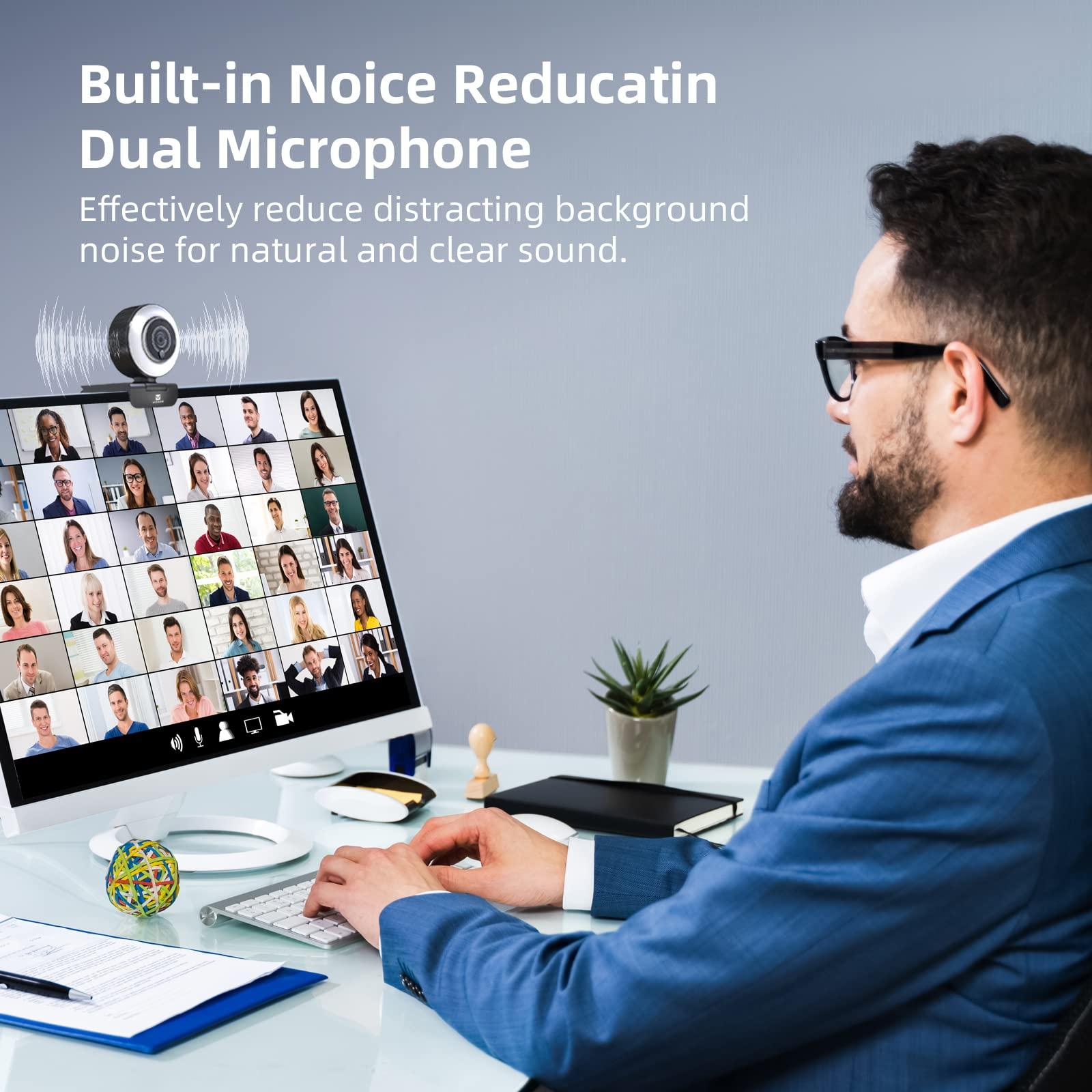 VITADE VITADE Streaming Webcam with Adjustable Ring Light, Full HD 1080P Webcam with Dual Microphones and Advanced Auto-Focus,Pro Web Camera for Online Learning, Zoom Meeting Skype Teams, Gaming Laptop