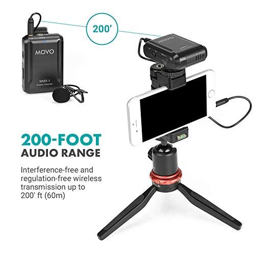 Movo Movo WMX-1 2.4GHz Wireless Lavalier Microphone System Compatible with DSLR Cameras, Camcorders, iPhone, Android Smartphones, and Tablets (200' ft Audio Range)
