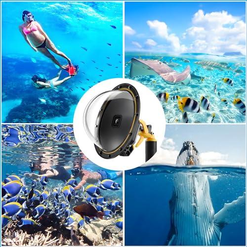 FEIMUOSI Dome Port for GoPro Hero 12 11 10 9 Black,Waterproof Housing Case Compatible with GoPro Hero 9 10 11 12 Underwater Protective Diving Dome GoPro Lens Accessories with Trigge Pistol an-ti Fog Insert